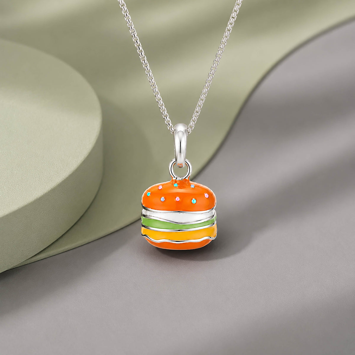 Playful Burger Delight 925 Sterling Silver Signature Pendant