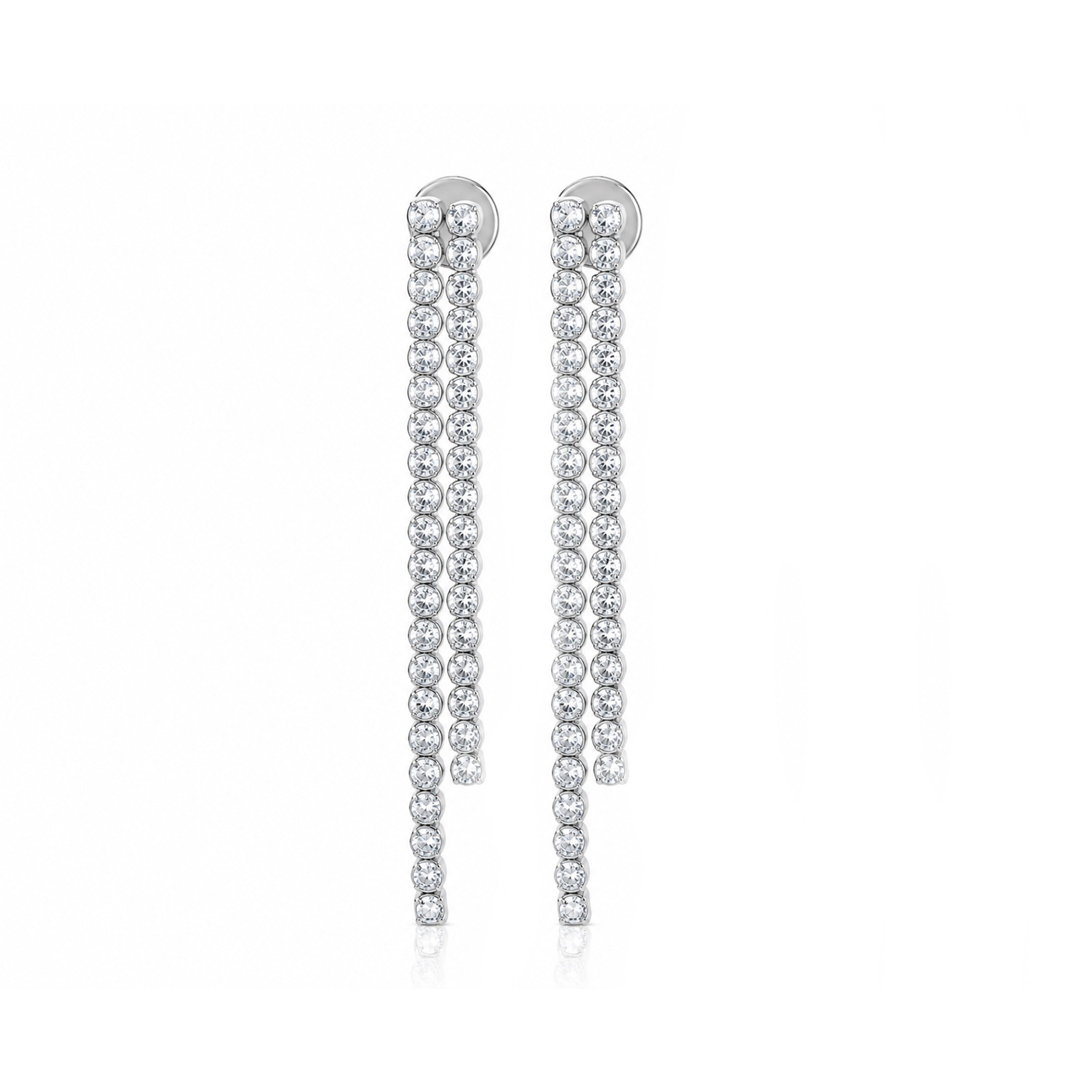 Premium Double Row Drop 925 Sterling Silver Earring for Women