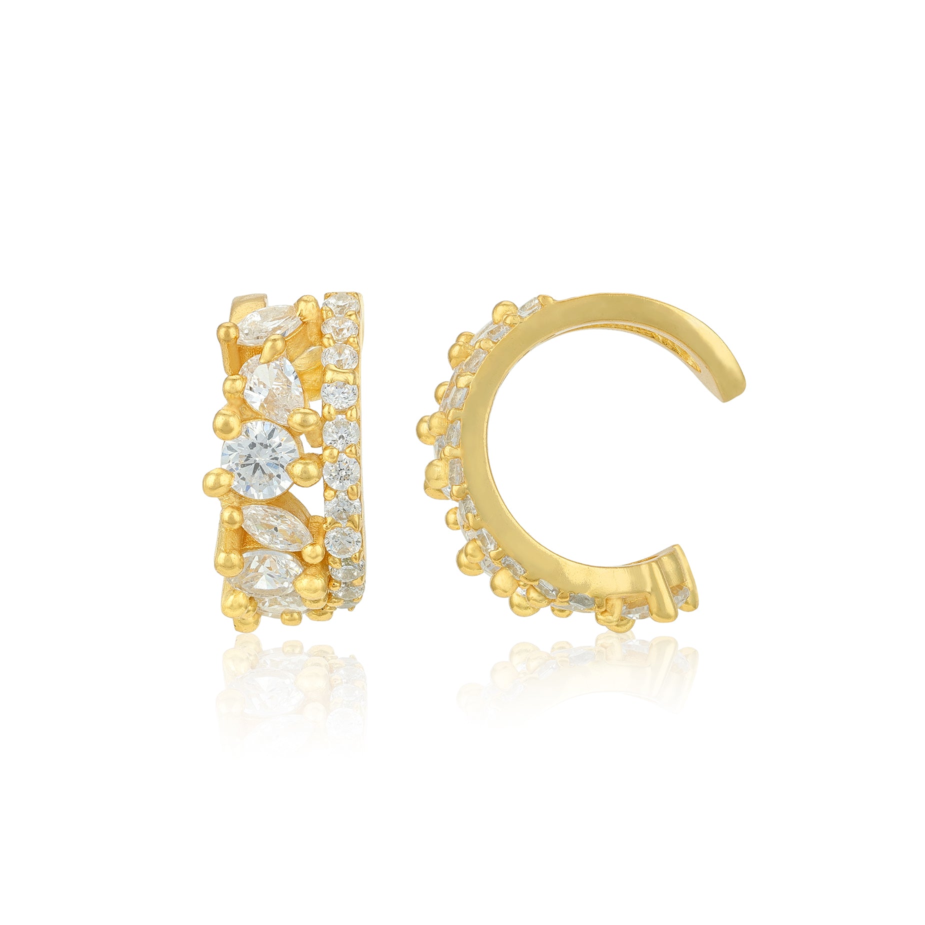 Premium Crystal Radiance Sparkle 925 Sterling Silver Cuff Earrings for Women