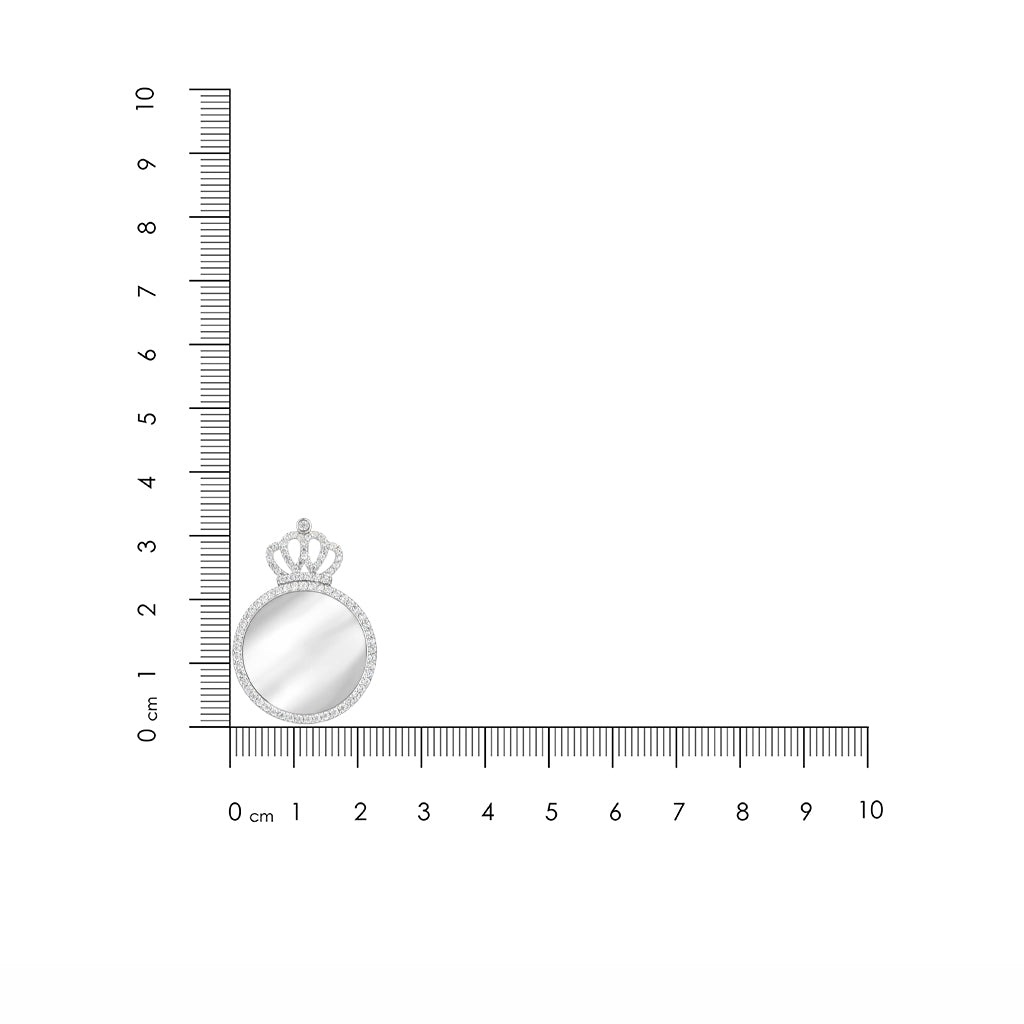 Queen Inspired Crown Crystal Circle 925 Sterling Silver Engraving Pendant for women