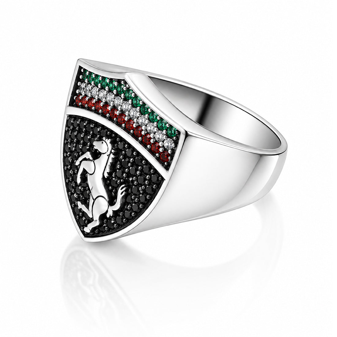 Racing Horse Emblem 925 Sterling Silver Ring