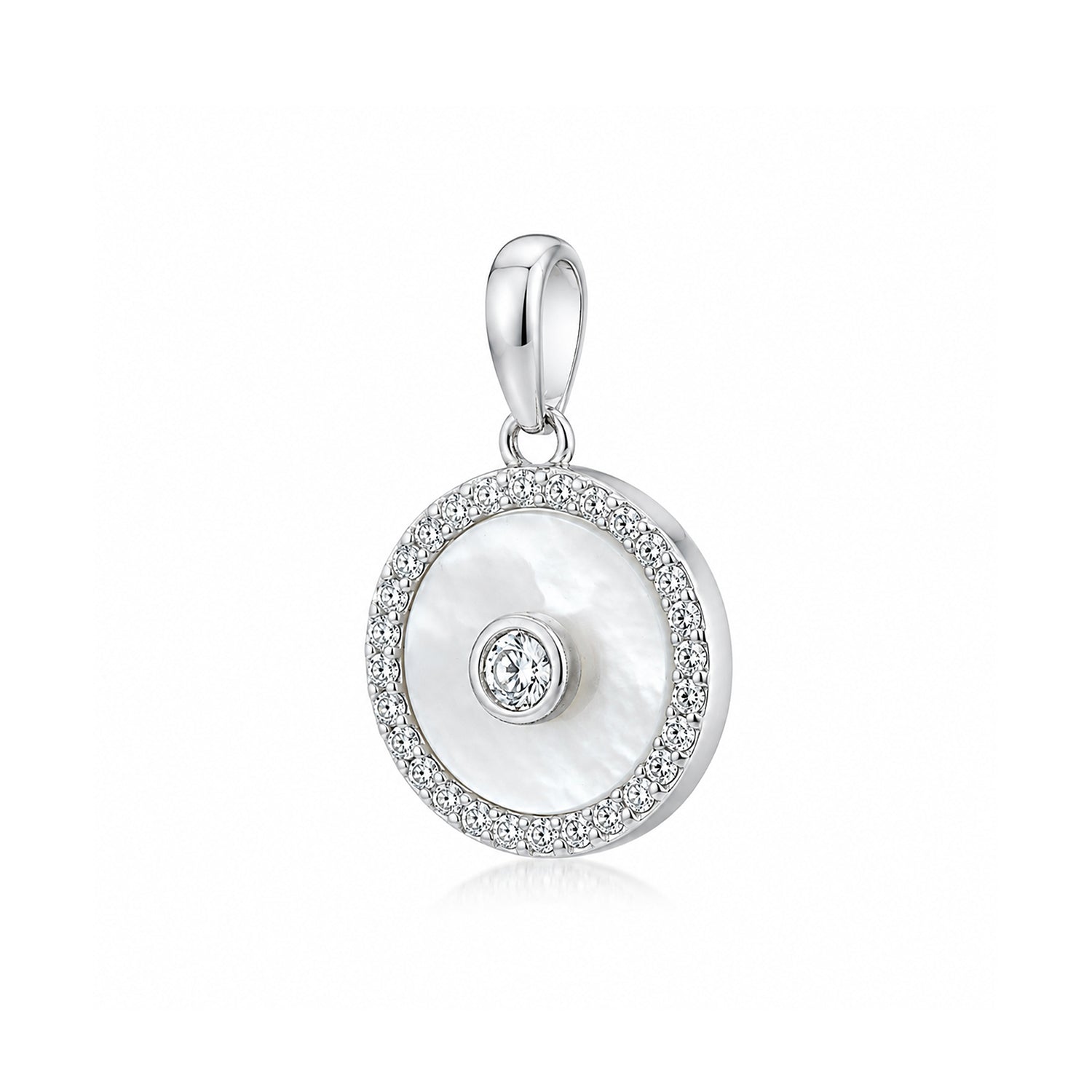 Radiant Circular Halo Sparkle 925 Sterling Silver Pendant for women