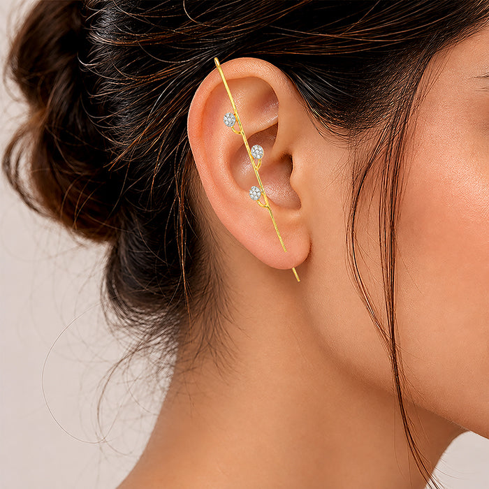 Radiant Linear Sparkle 925 Sterling Silver Signature Earrings