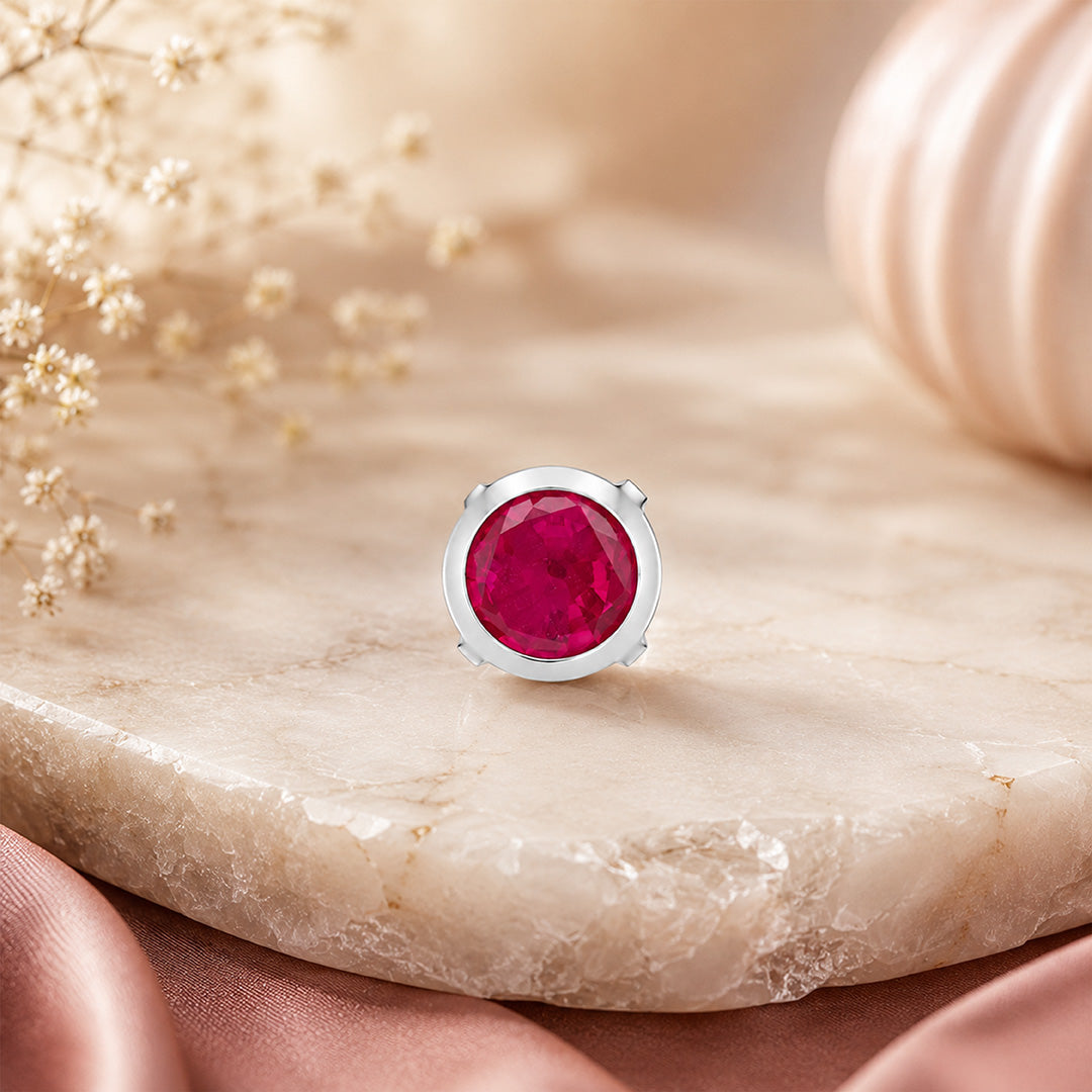 Radiant Crimson Charm 925 Sterling Silver Luxury Nosepin