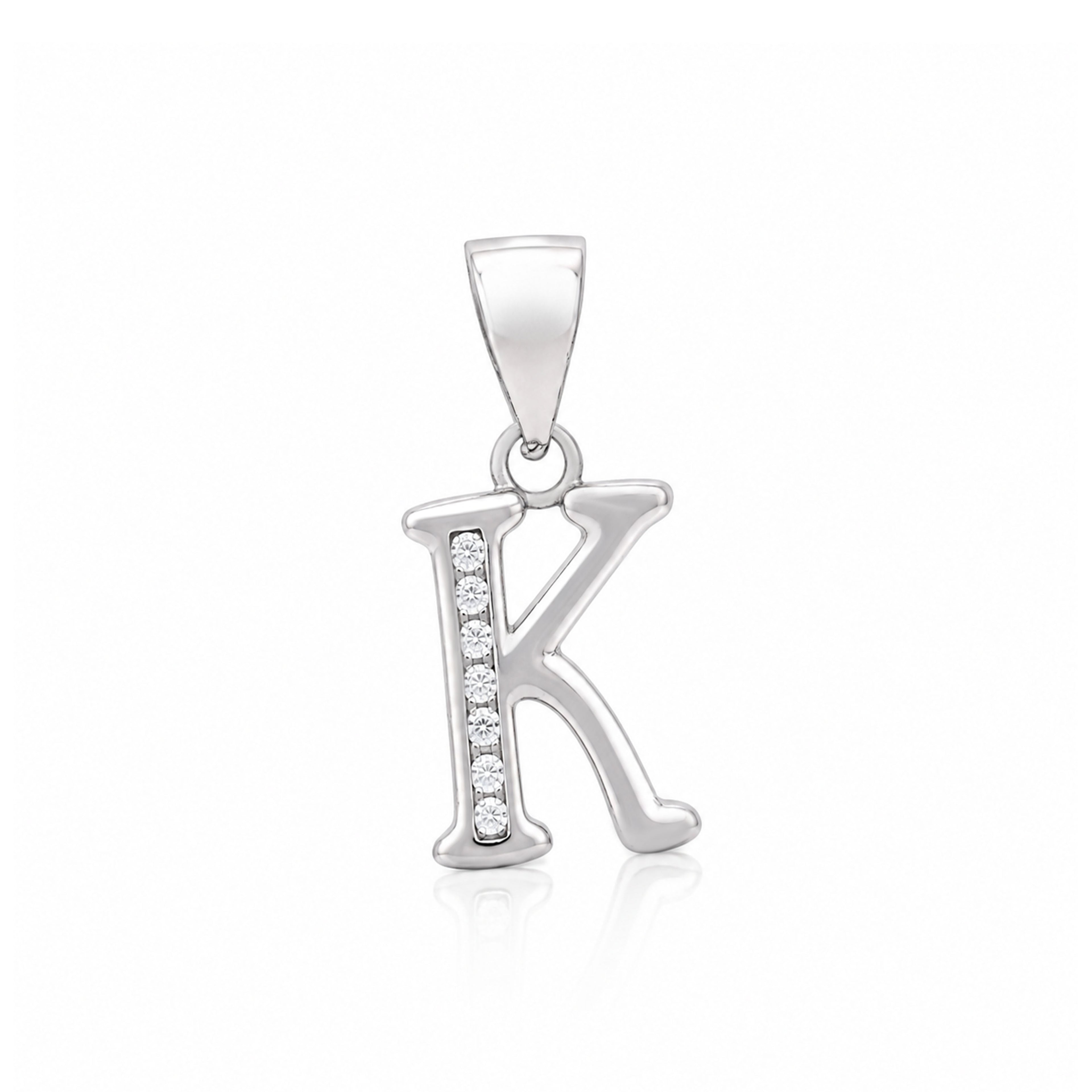 Radiant Crystal Initial K 925 Sterling Silver Pendant