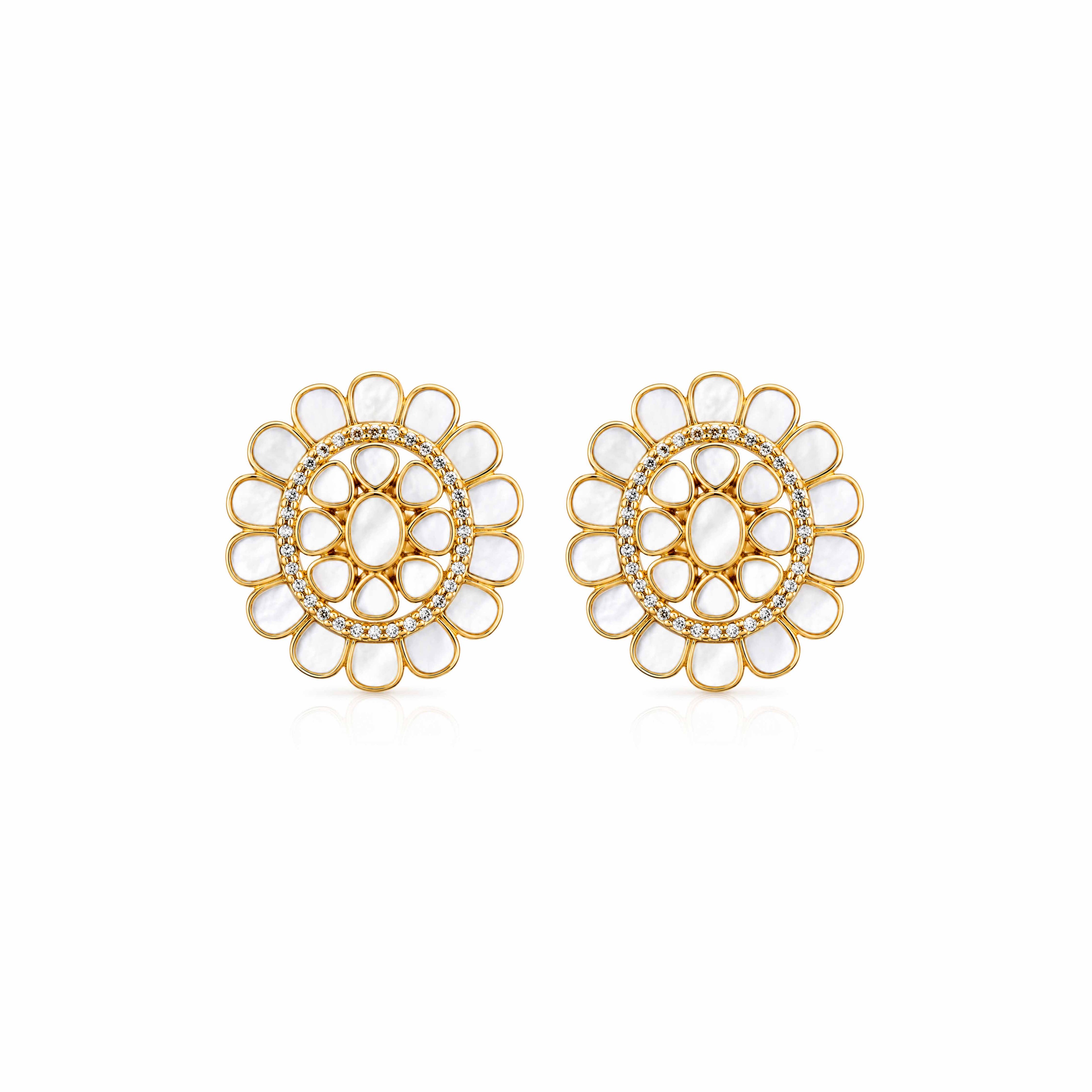 Radiant Floral Halo 925 Sterling Silver Designer Earring