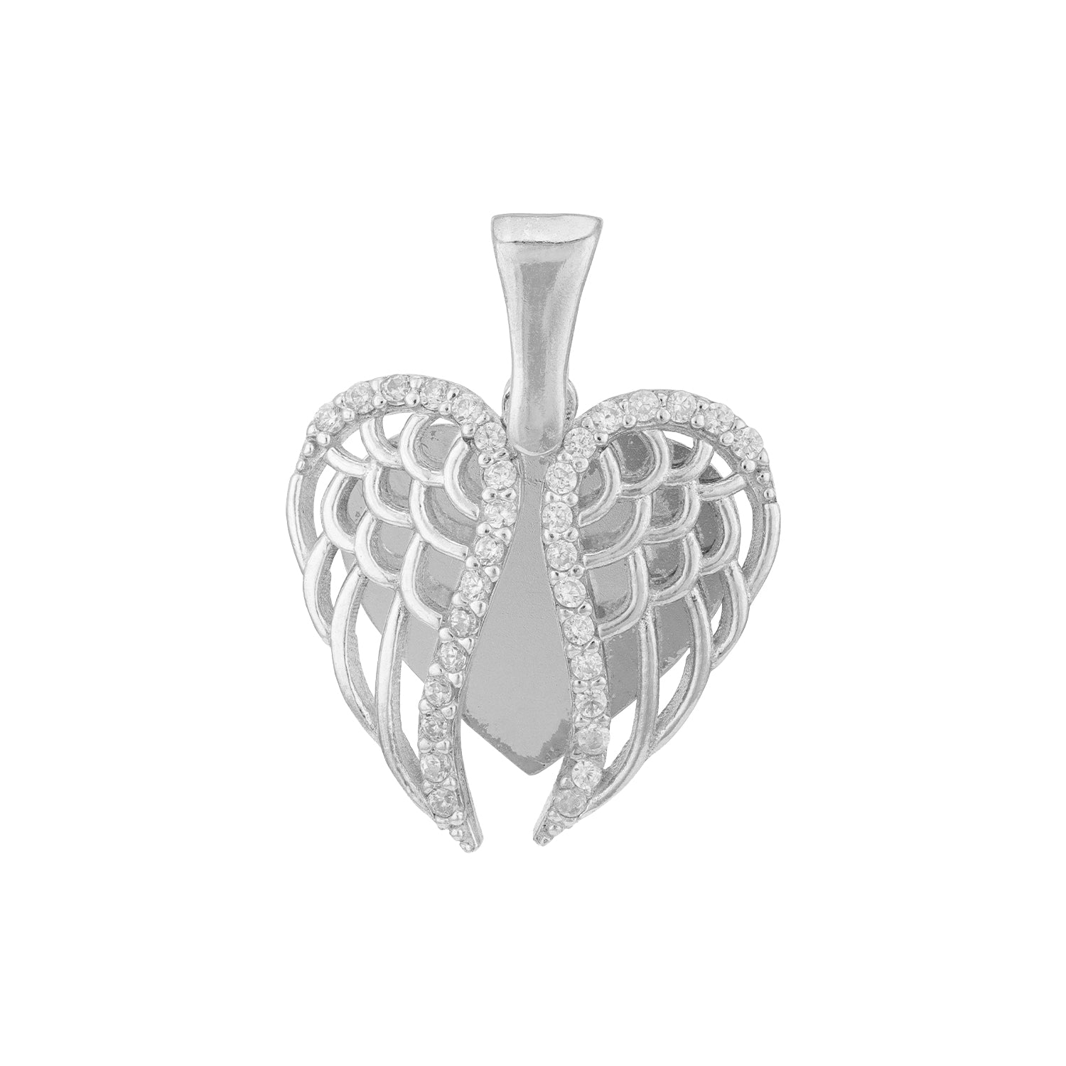 Radiant Heart Wings 925 Sterling Silver Pendant for Women