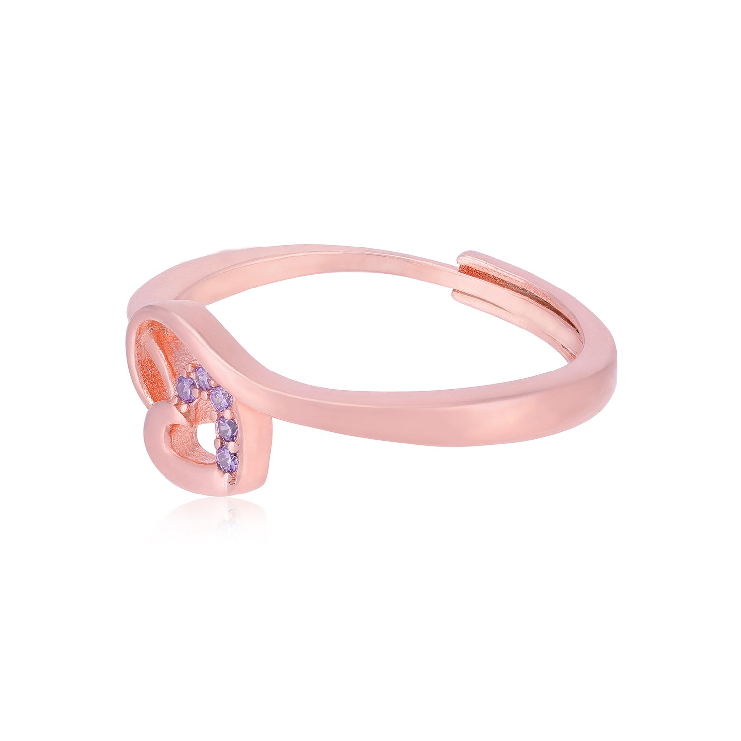Radiant Heart Purple Stoned 925 Rose Gold Plated Rings