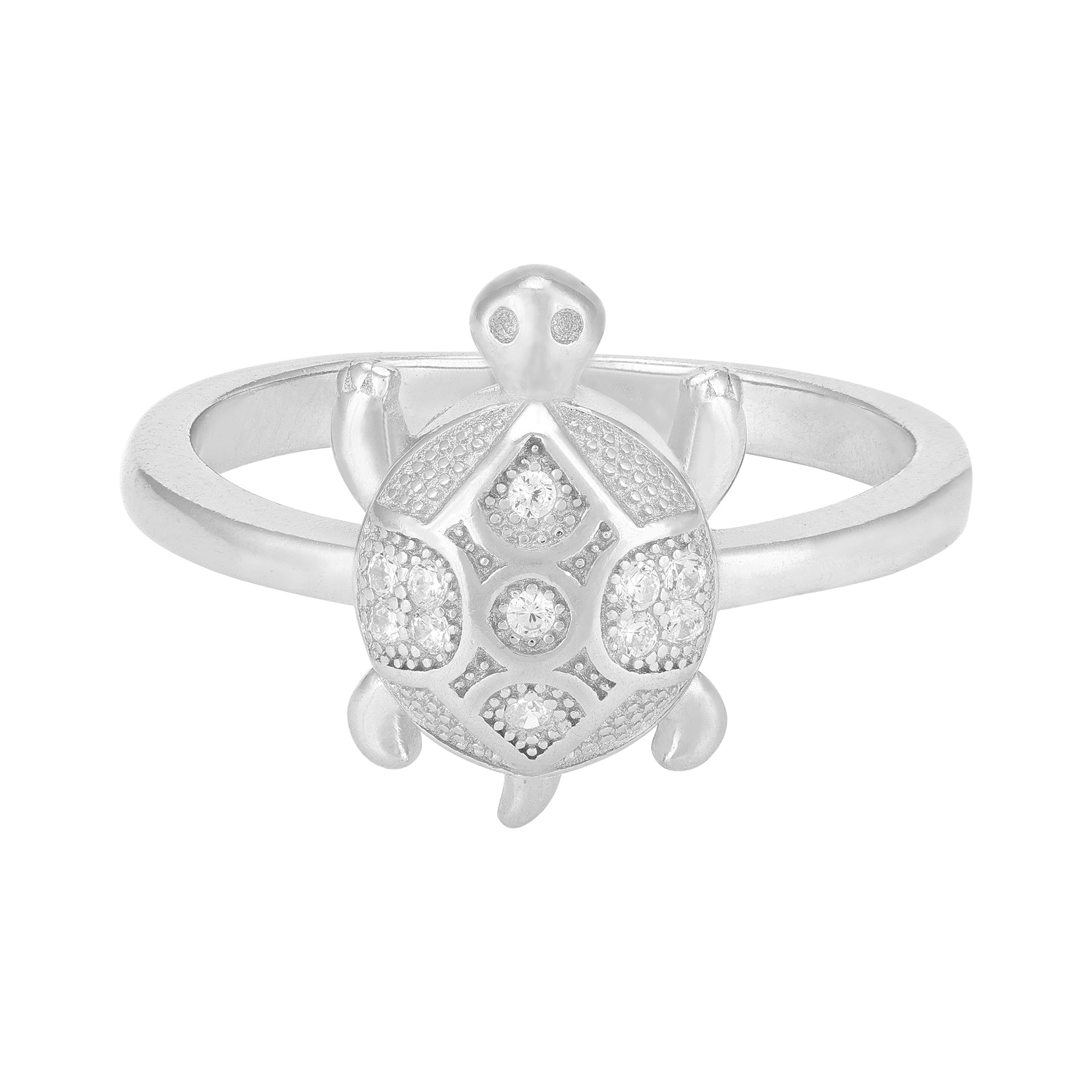 Radiant Tortoise Sparkle 925 Sterling Silver Ring For Men