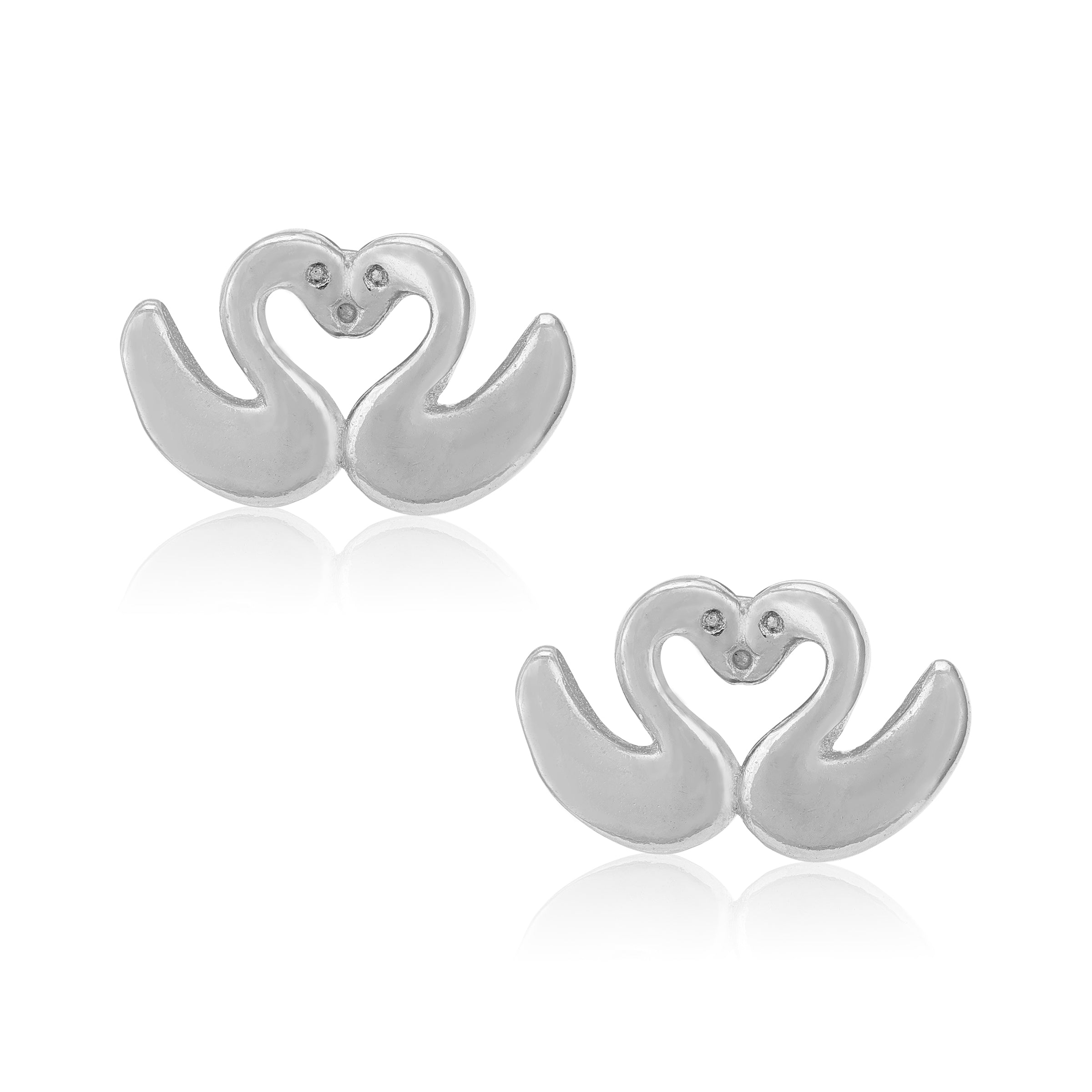 Radiant Twin Swan 925 Sterling Silver Earrings for Women