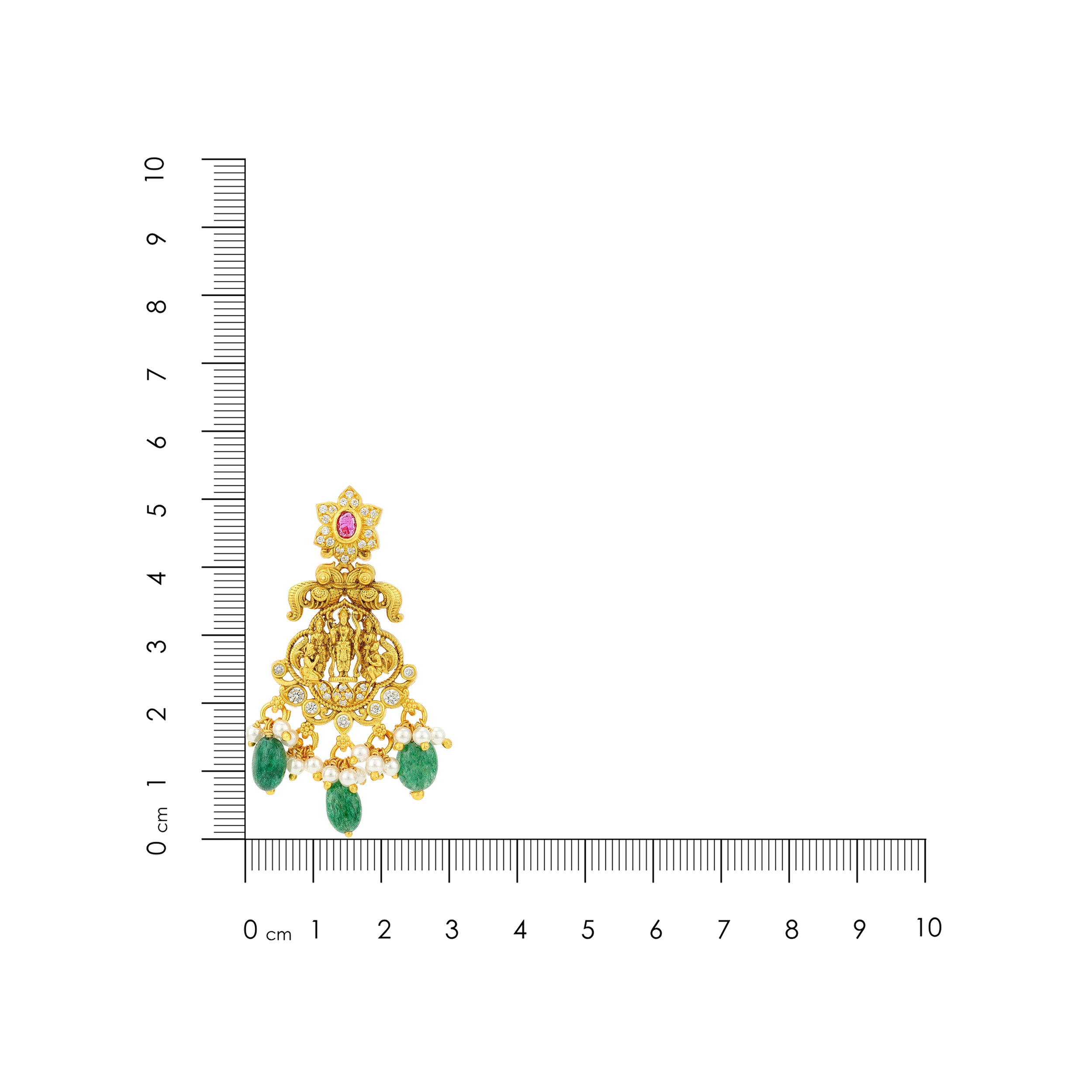 Ram Darbar Temple 925 Sterling Silver Green Drop Earring