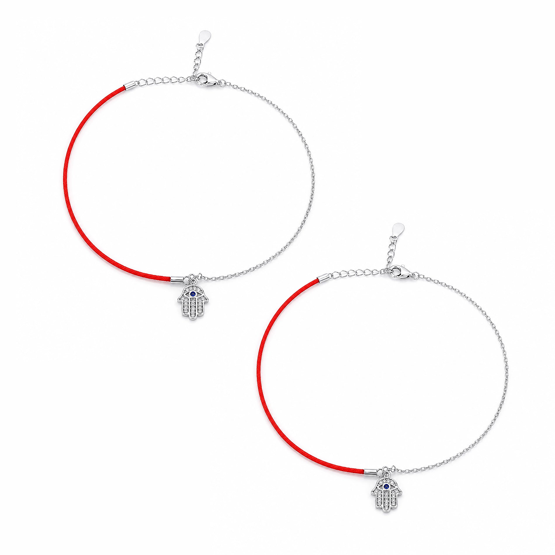 Red String Silver Anklets
