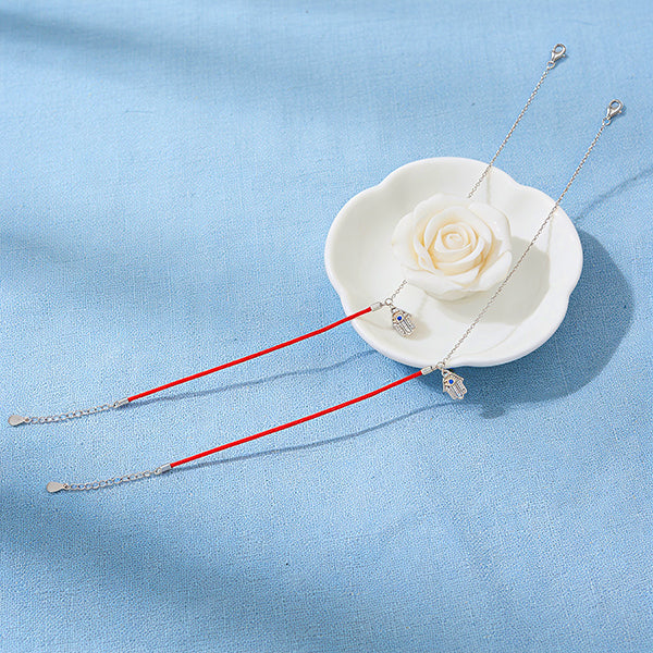 Red String Silver Anklets