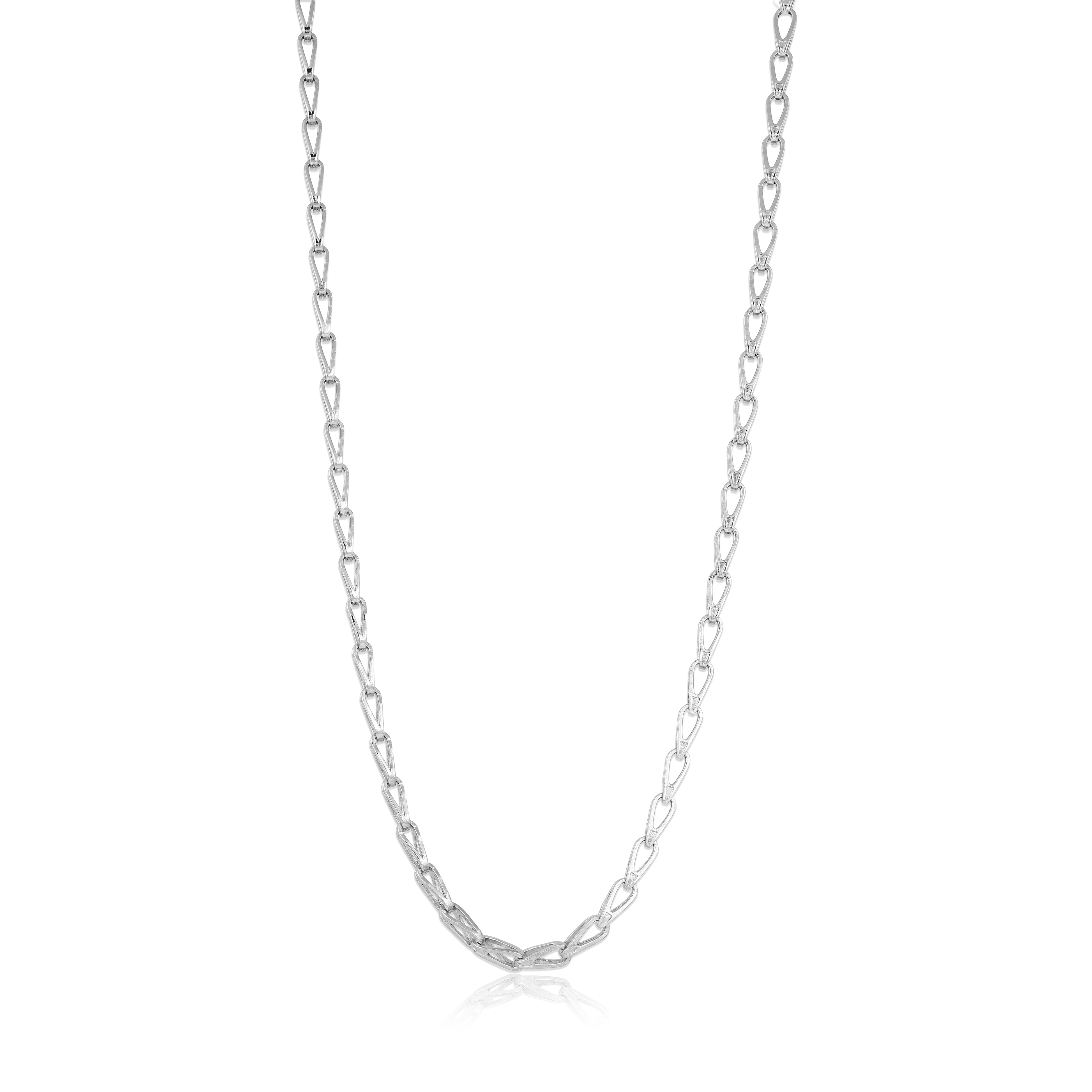 Silver chain necklace on a white background