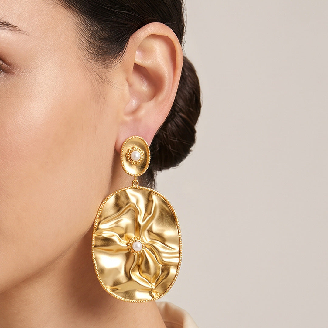 Regal Golden Oval 925 Sterling Silver Earrings