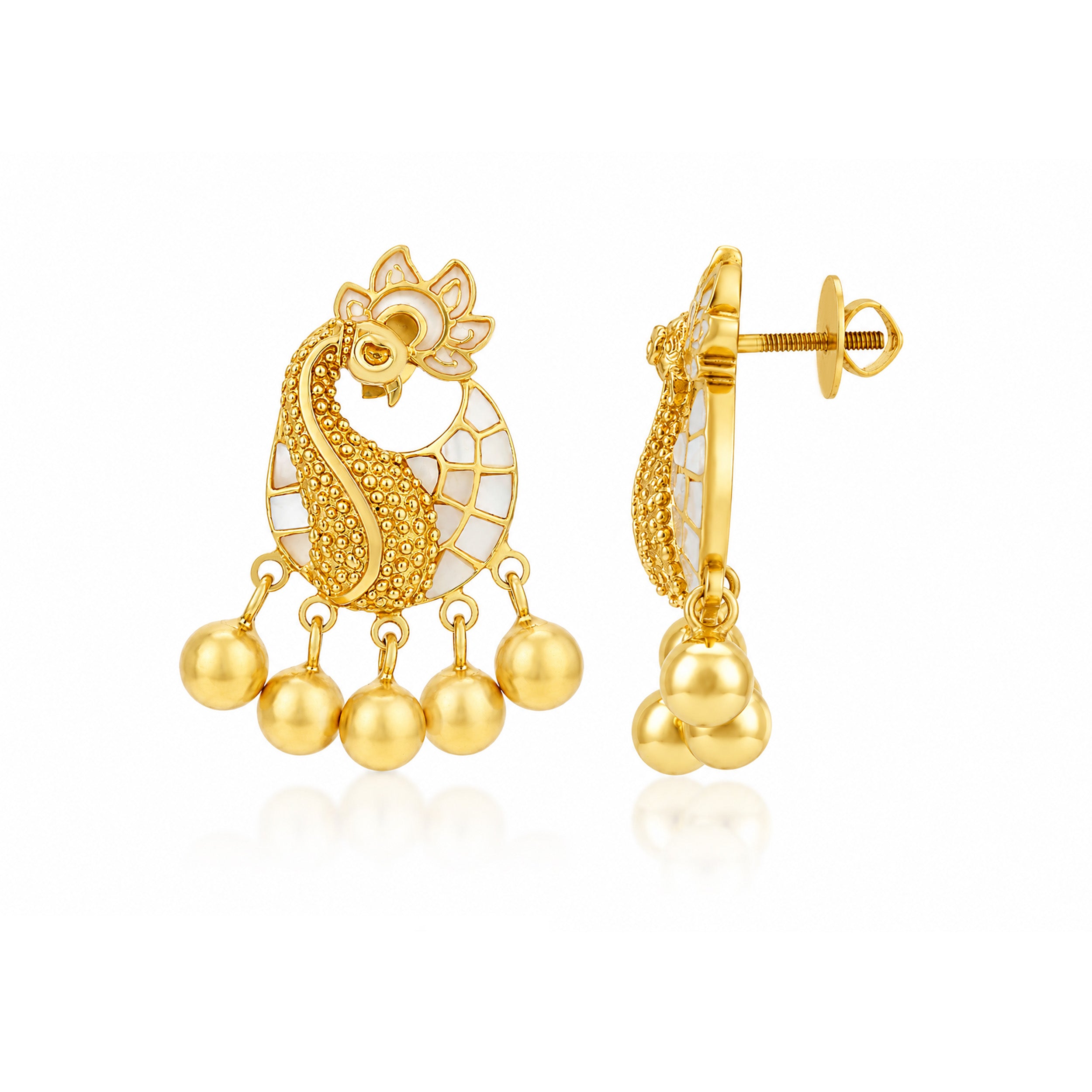 Regal Peacock 925 Sterling Silver Temple Drop Earrings