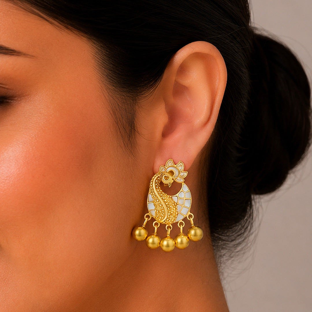 Regal Peacock 925 Sterling Silver Temple Drop Earrings