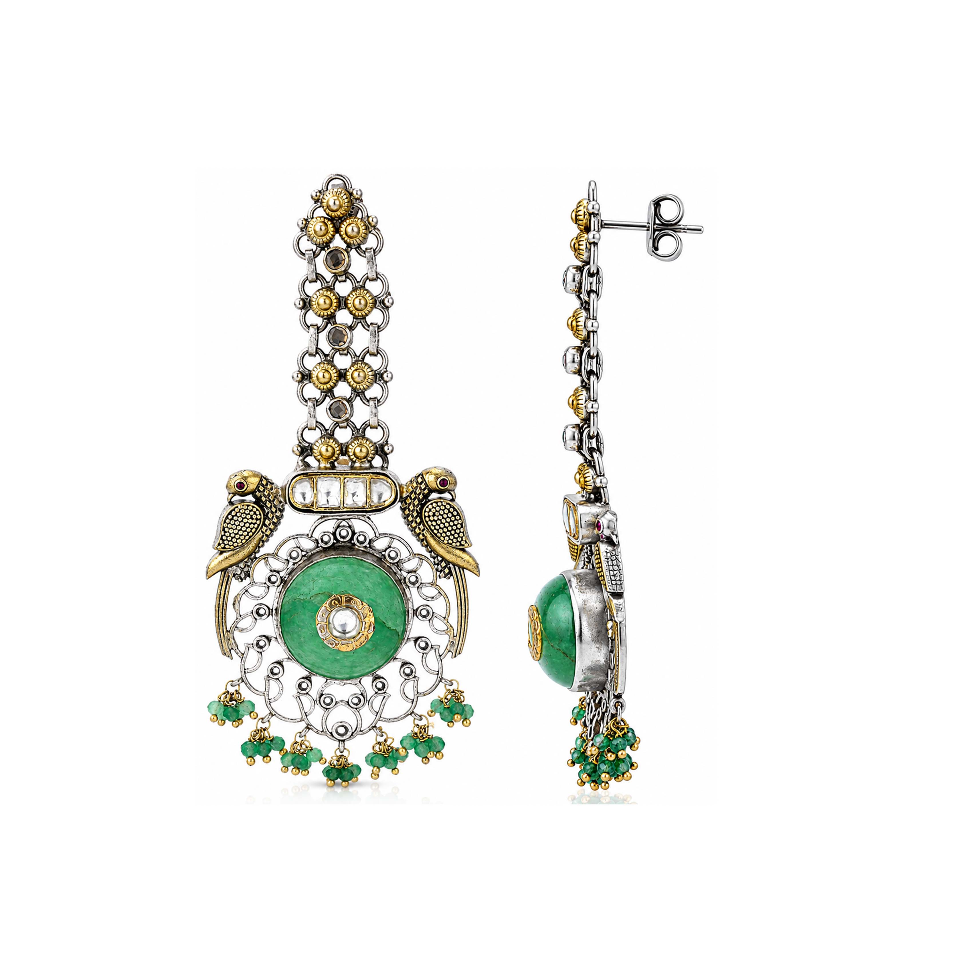 Regal Parrot 925 Sterling Silver Chandbali Drop Earrings
