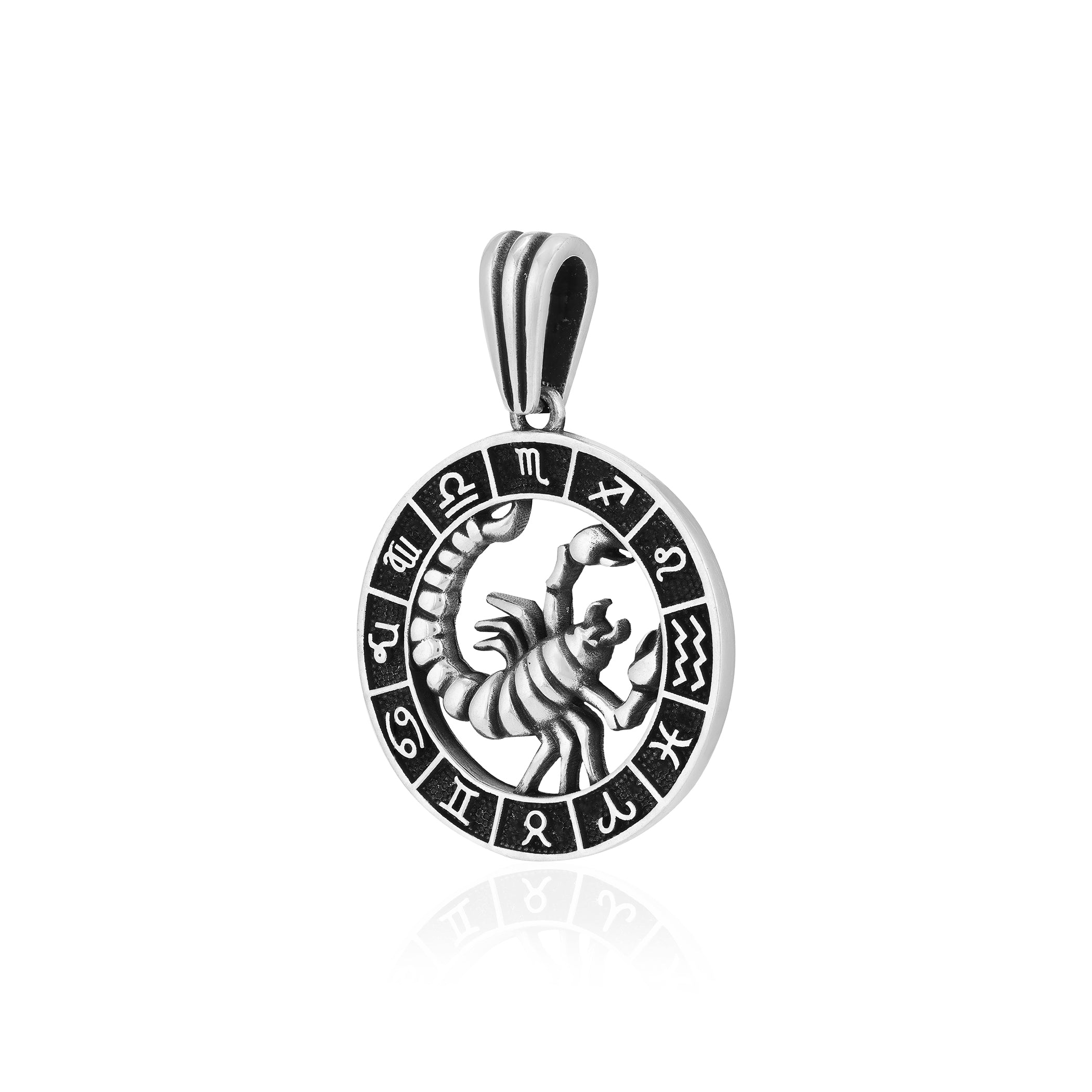 Rhodium 925 Scorpio Oxidised Zodiac Pendant