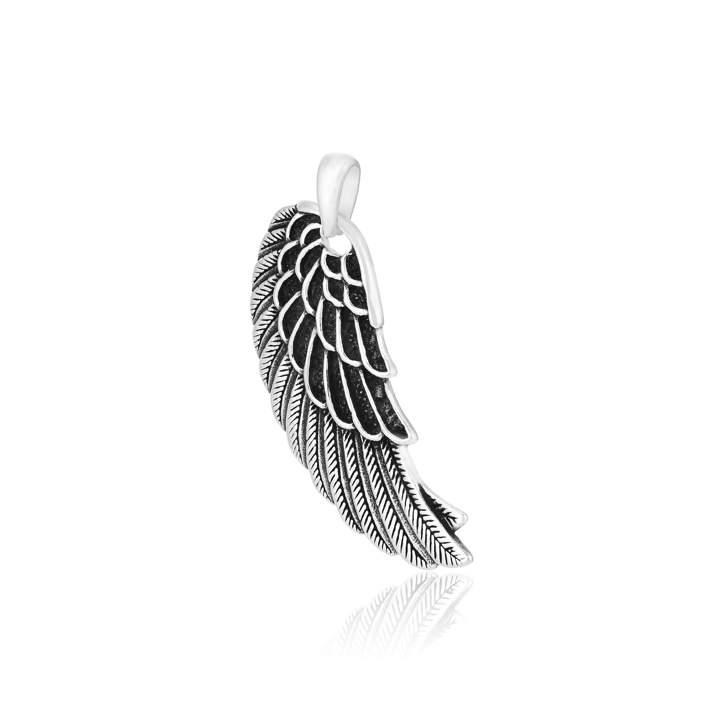 Rhodium 925 Solitary Winged Glory Oxidised Pendant