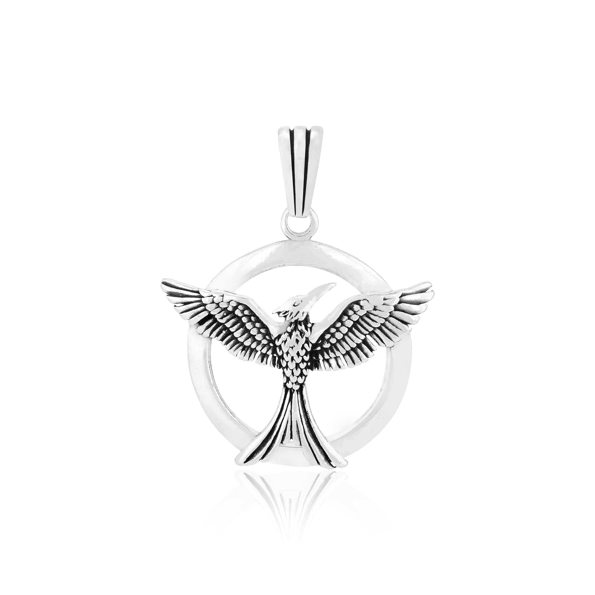 Rhodium Albatross Voyage Oxidised Pendant