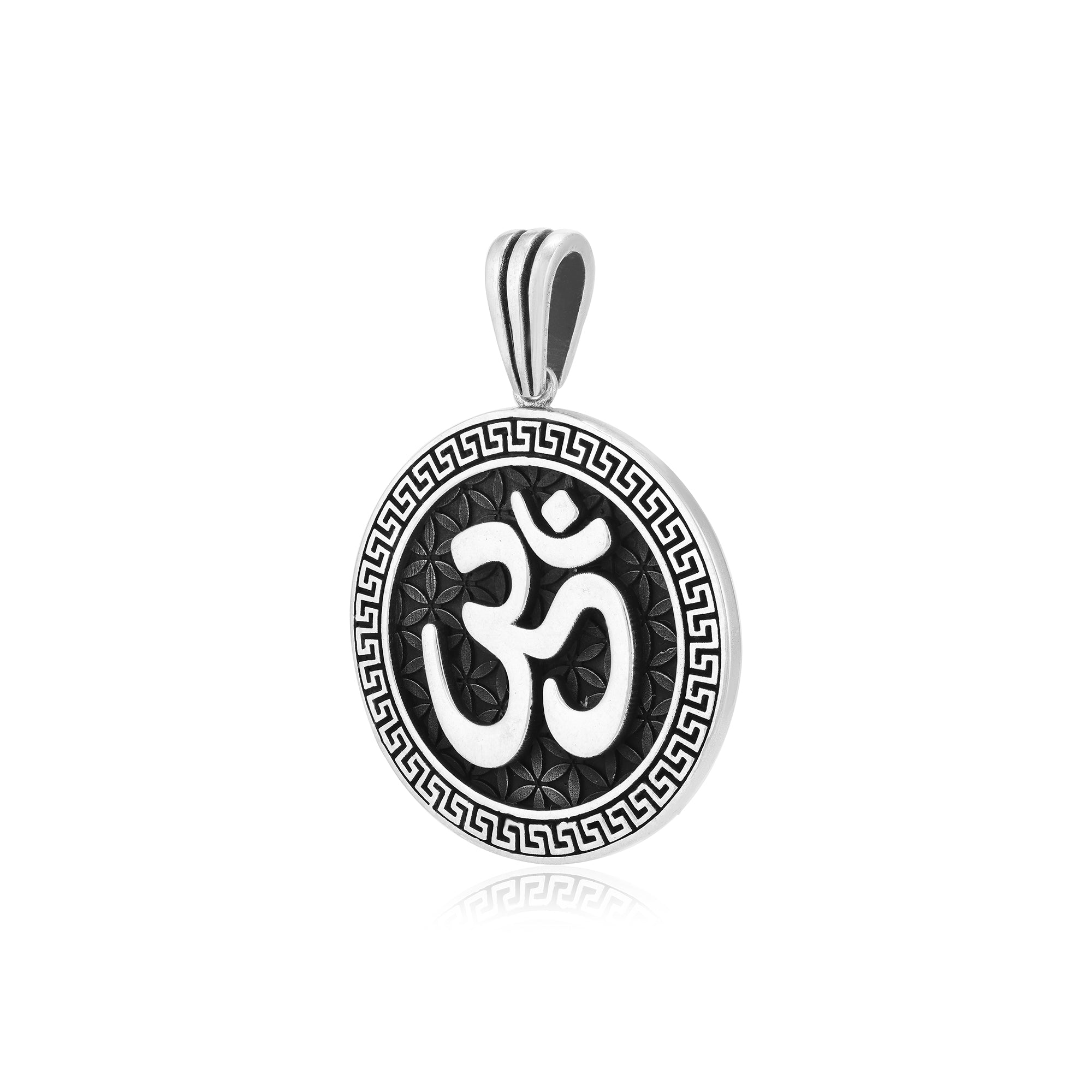 Rhodium Divine Om Oxidised Pendant