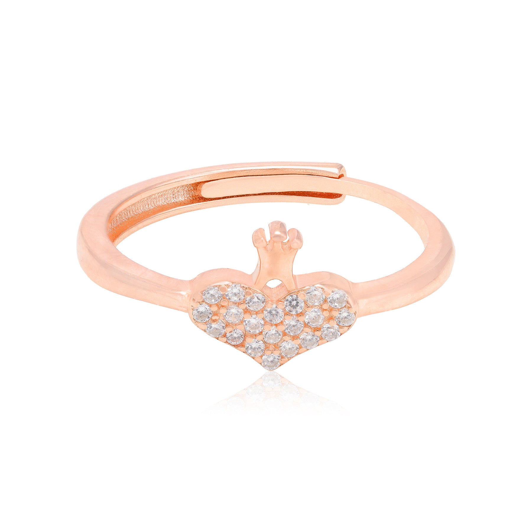 Rhodium Plated Crowned Heart Ring