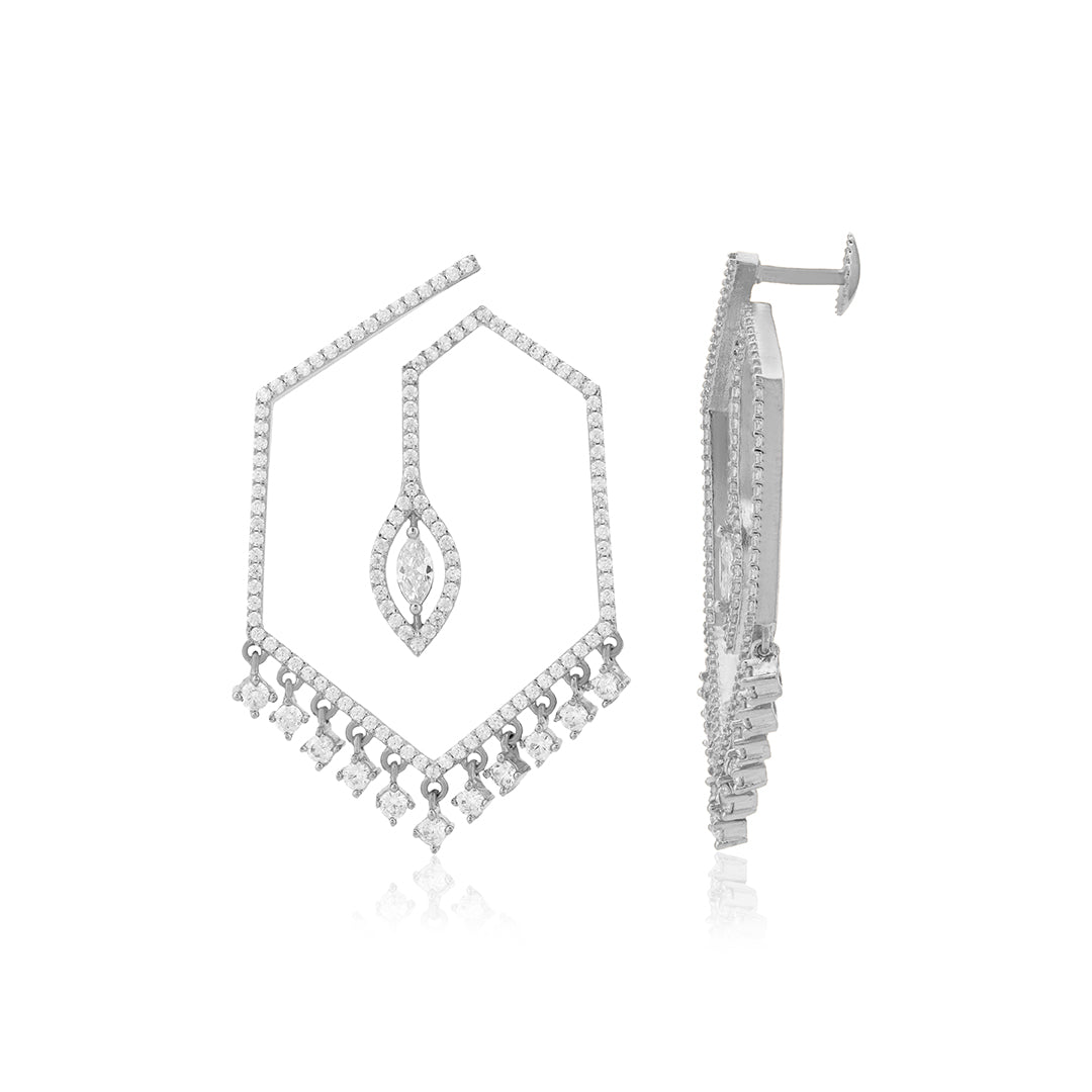 Rhodium Shimmer Sterling Silver Earrings