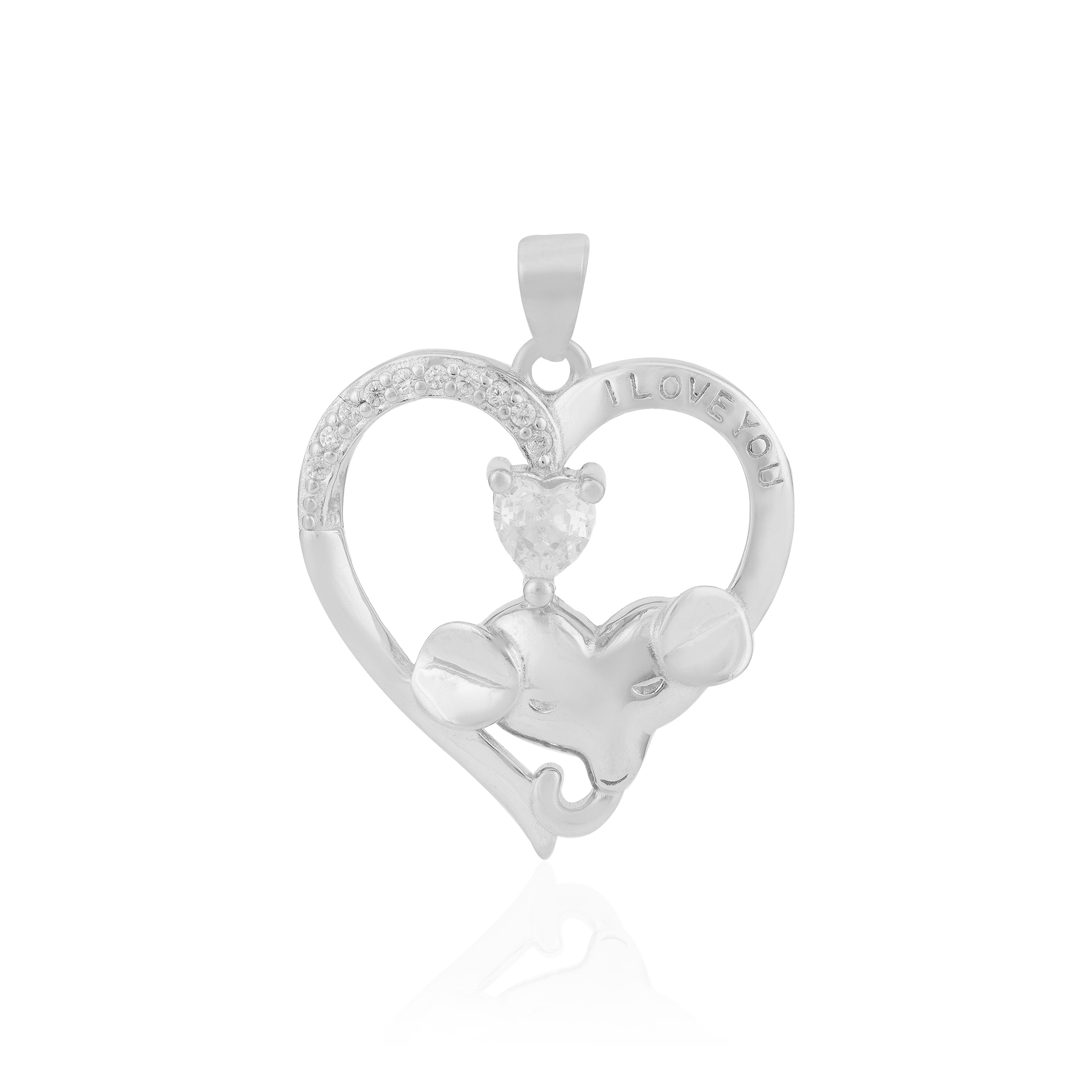 Rhodium Tiny Elephant Trunk 925 Heartstone Harmony Pendants