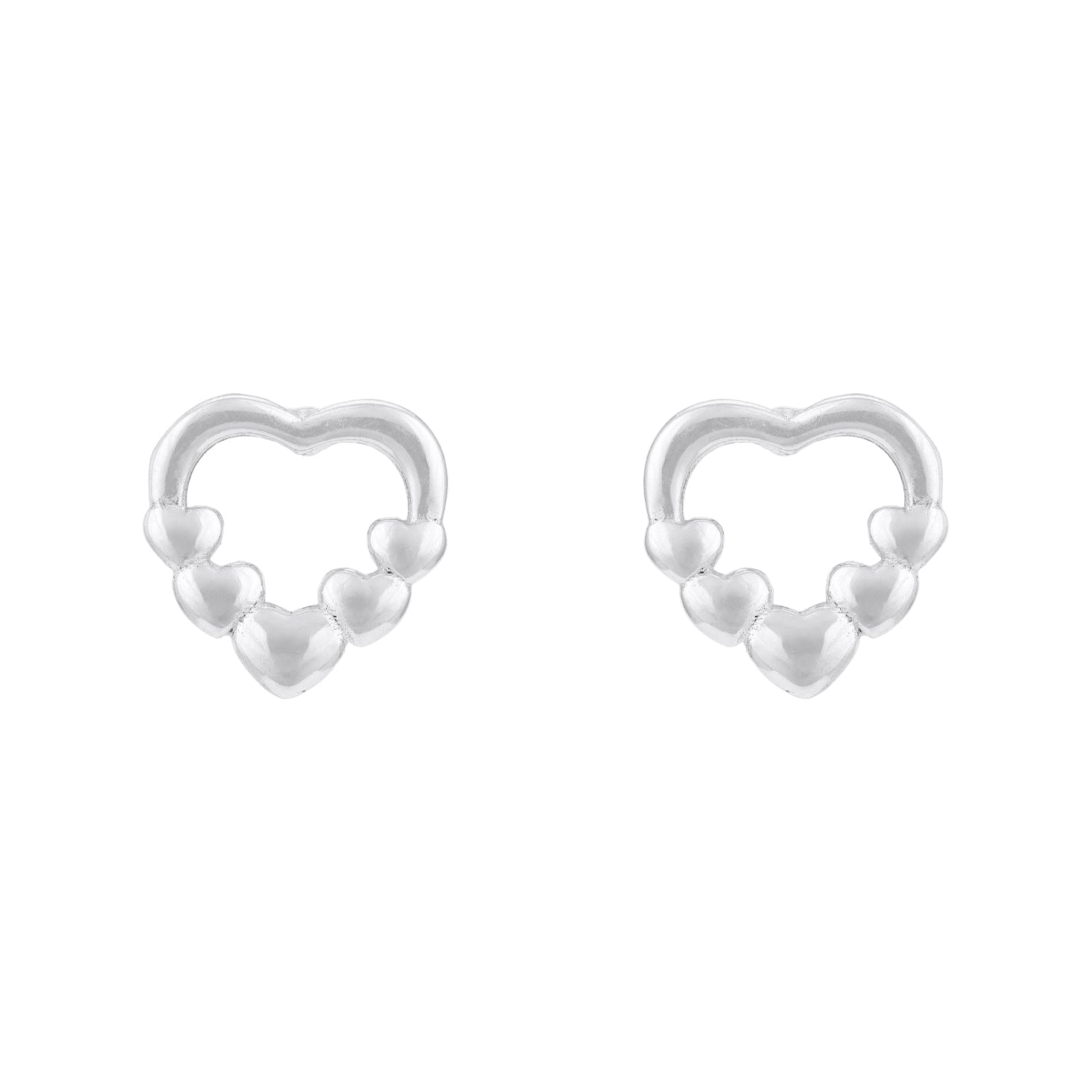 Romantic 925 Sterling Silver Heart Cluster Earrings for Women