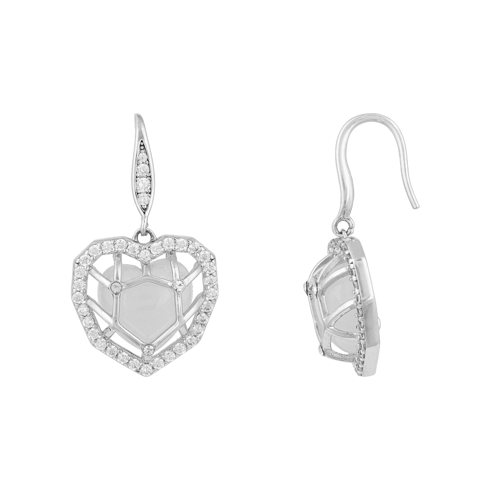 RomanticHeartFrame925 Sterling Silver Earrings for Women
