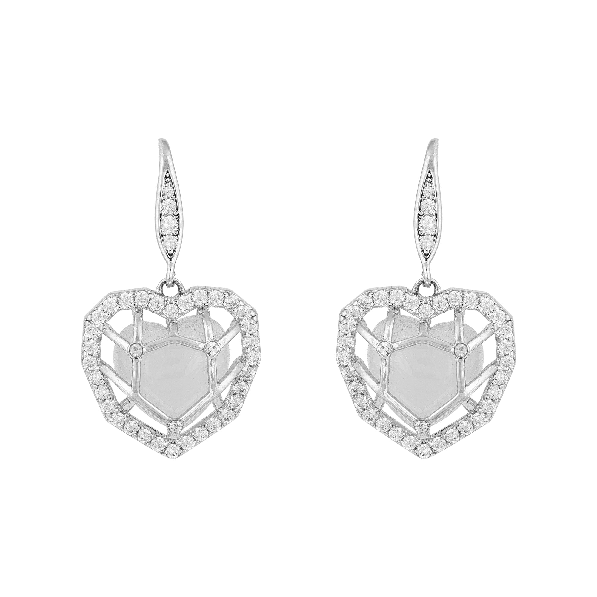 Romantic Heart Frame 925 Sterling Silver Earrings for Women