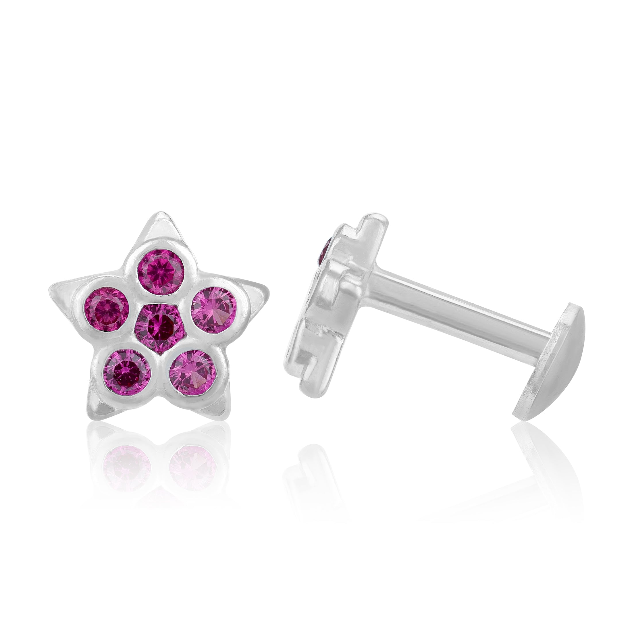 Romantic Pink Star 925 Sterling Silver Stud for Women