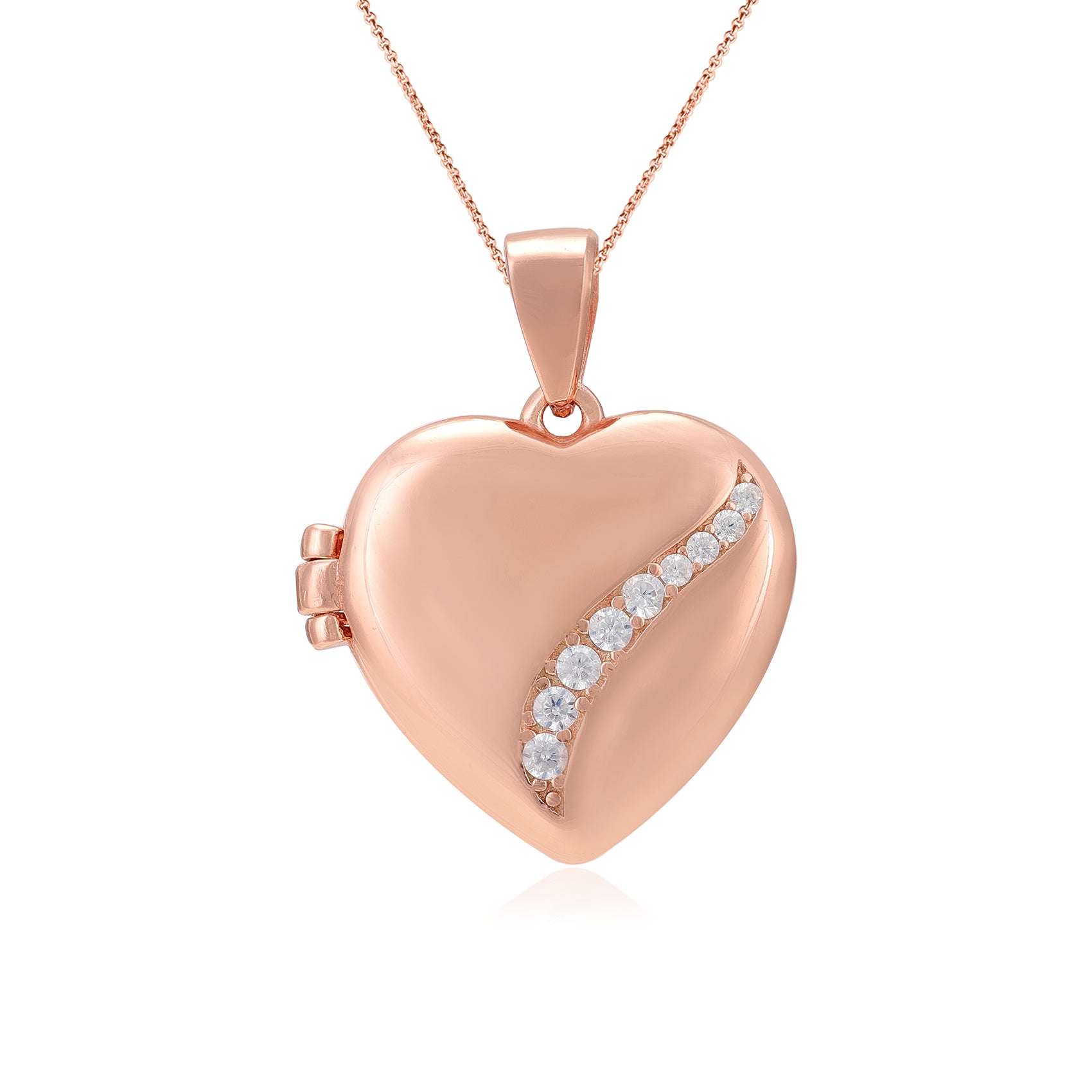 Rosé Glow Heart 925 Sterling Silver Pendant for Women