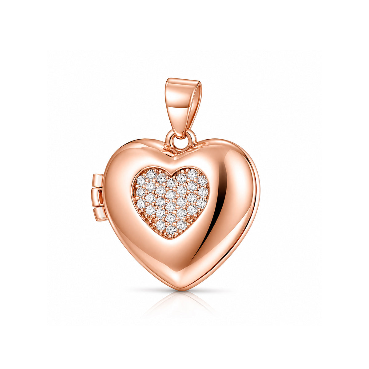 Rosé Heart Sparkle Silver Pendant