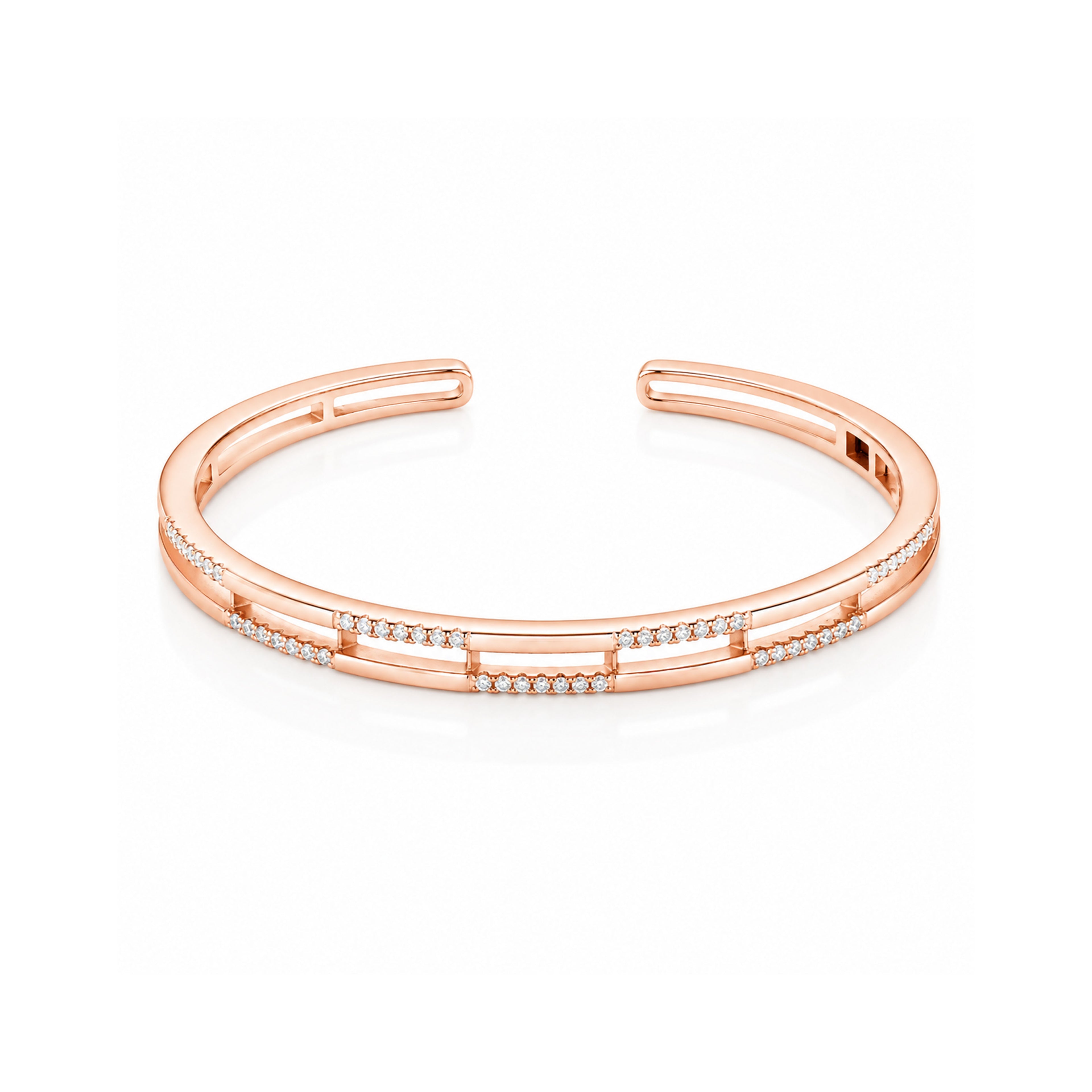 Rosé Elegance 925 Sterling Silver Crystal Accent Kada