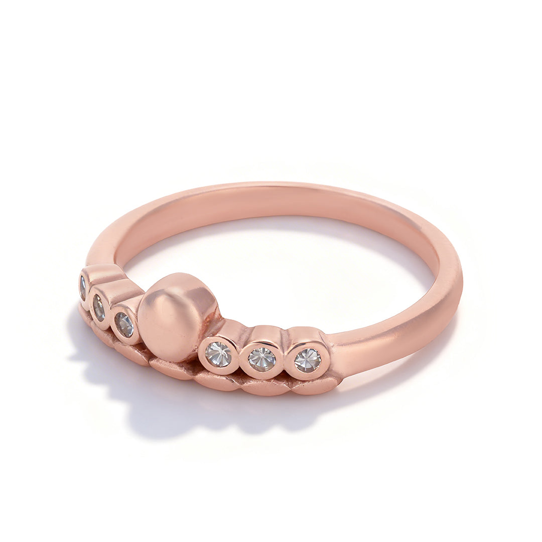 Rose Gold CZ Statement 925 Sterling Silver Dome Ring for Women