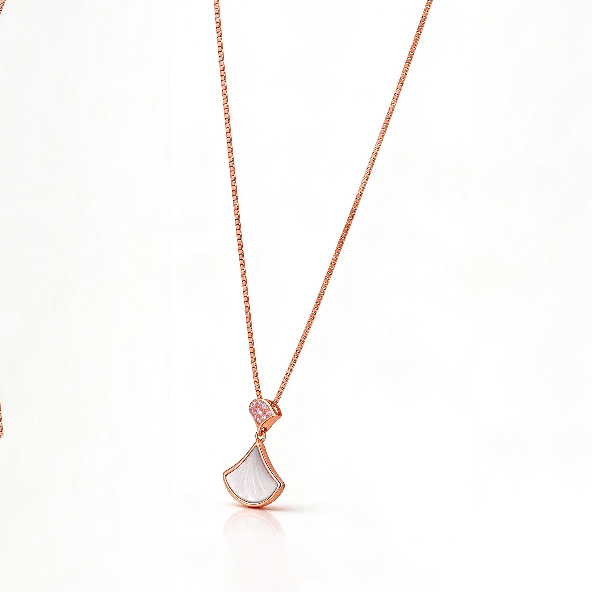 Rose Gold Fan Mosaic Shell Sterling Silver Pendant
