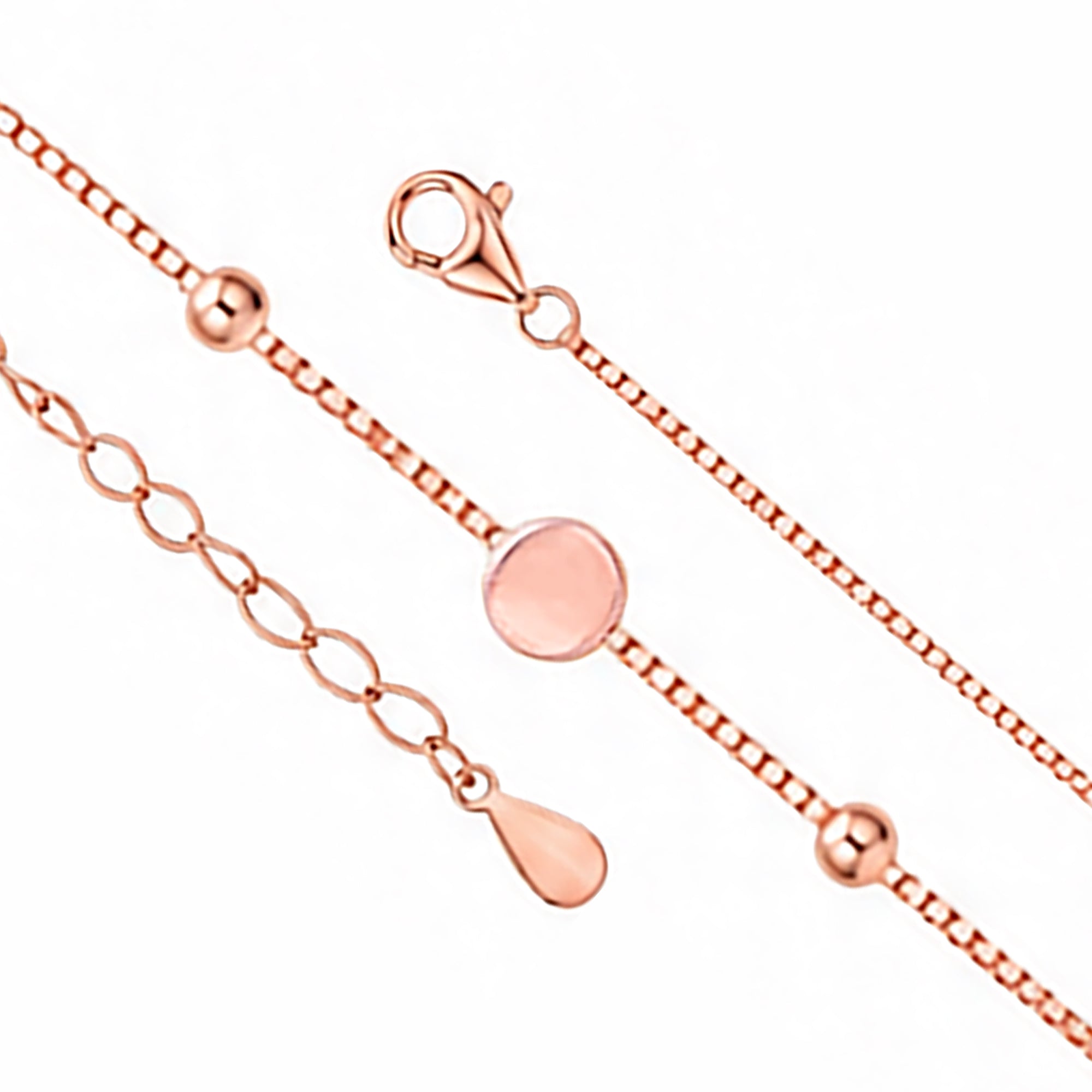 Rose Gold Minimalist Disc Bead 925 Sterling Silver Bracelet