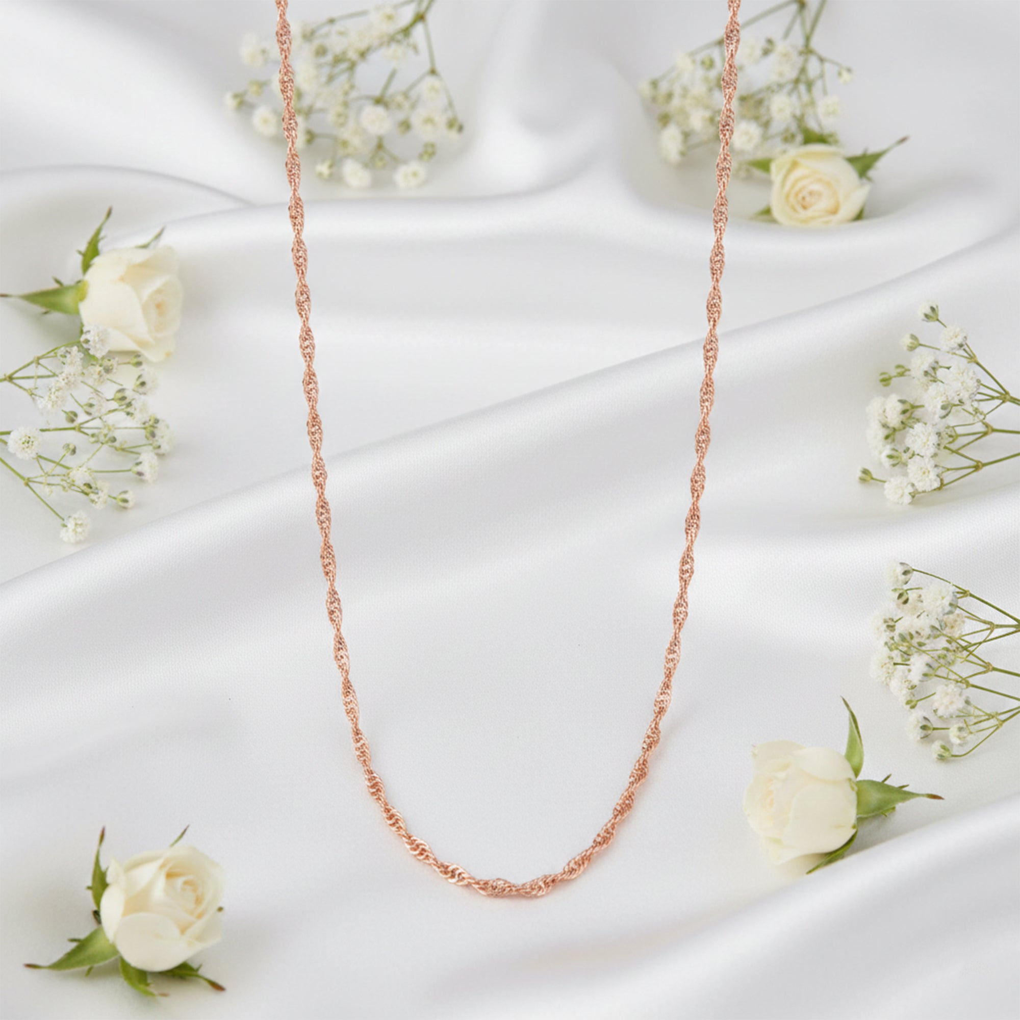 Rose Gold Rope Chain Silver Necklace