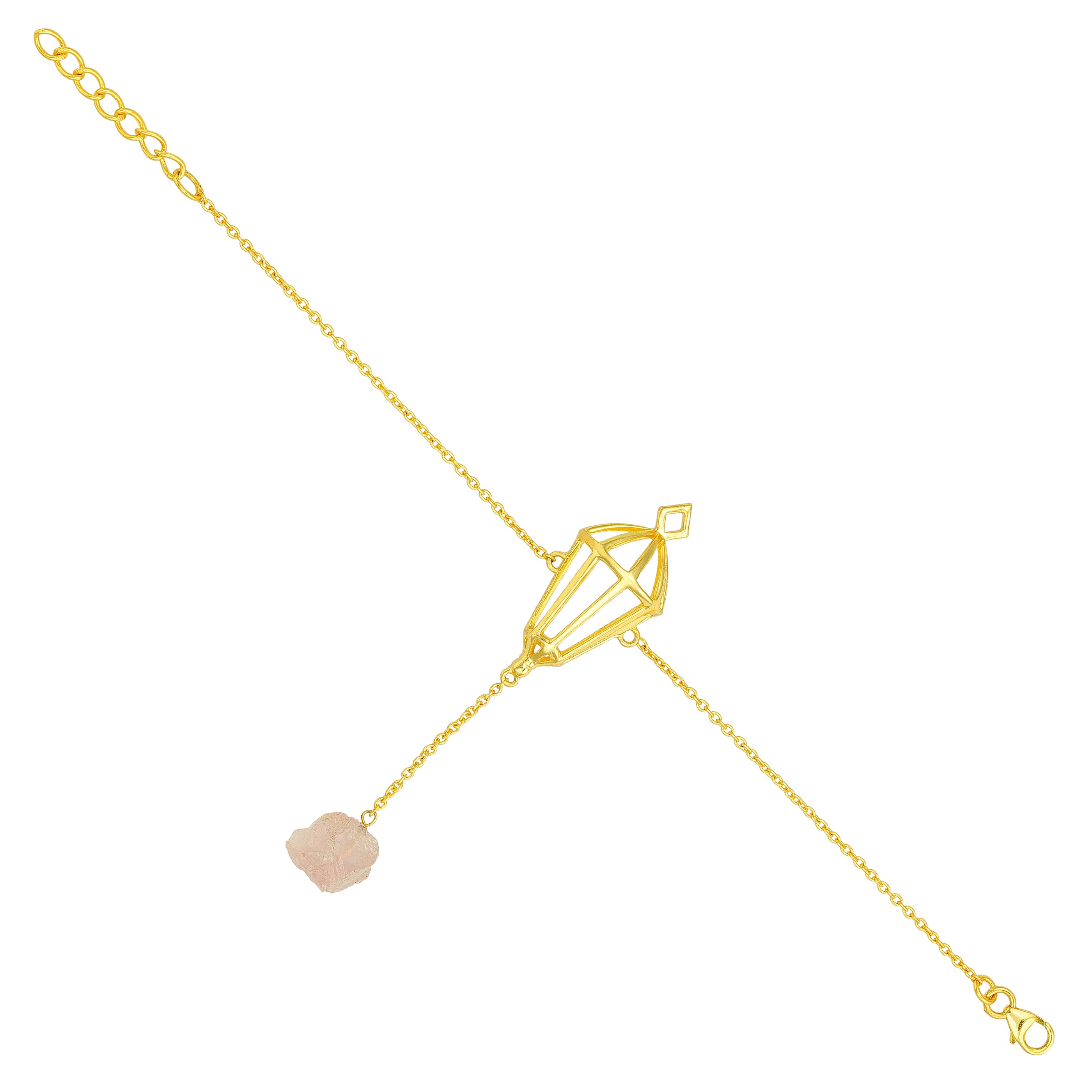 Gold necklace with a pendant on a white background