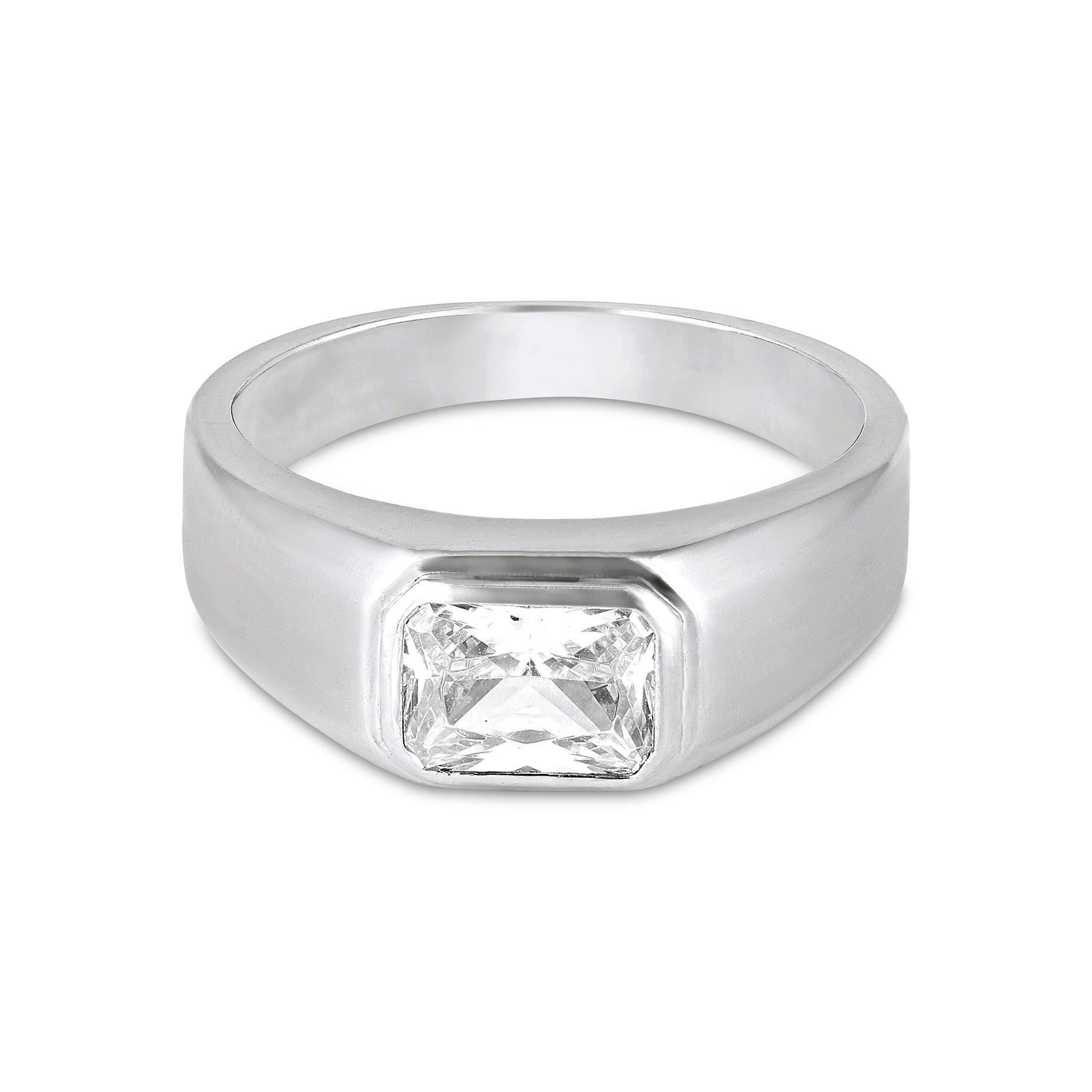 Round Solitaire Channel Set Silver Ring