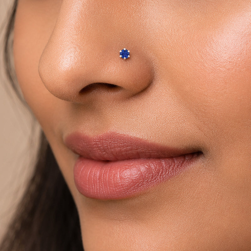 Royal Blue Gemstone Silver Nosepin