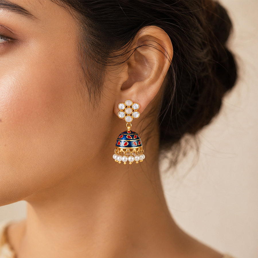 Royal Blue Jhumkas 925 Sterling Silver Designer Earrings