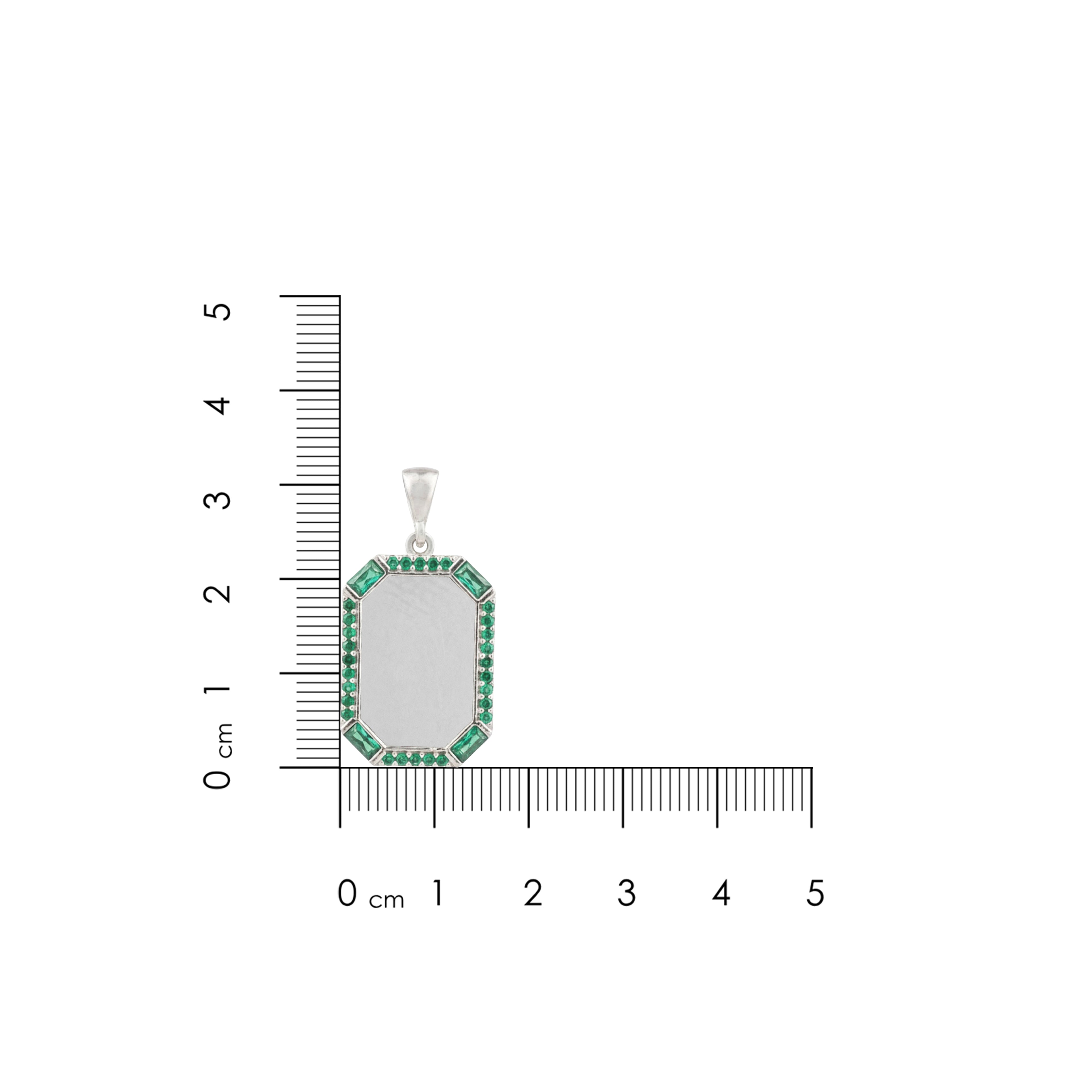 Royal Green Frame 925 Sterling Silver Engraving Pendant for women