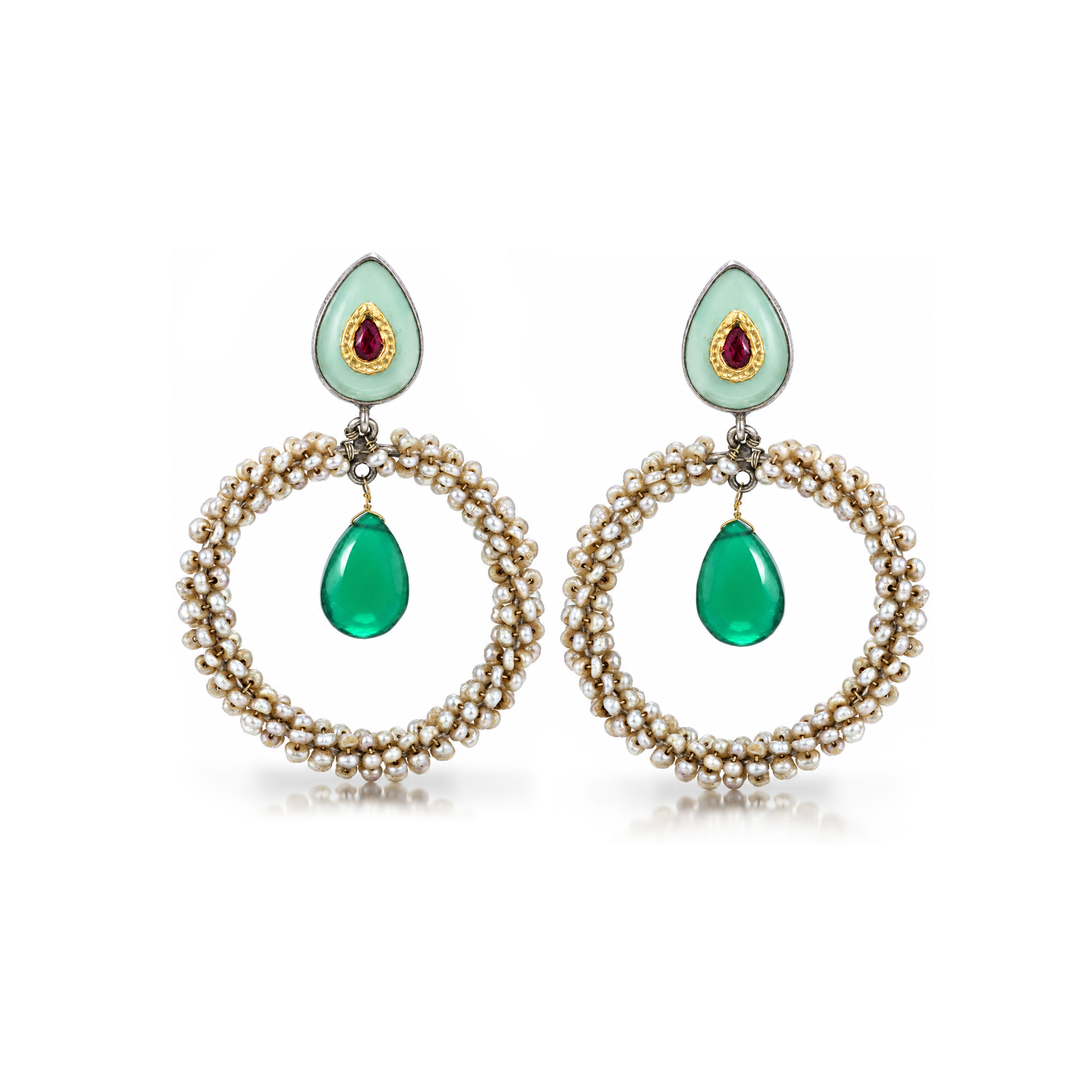 Royal Pearl 925 Sterling Silver Gemstone Drop Earrings