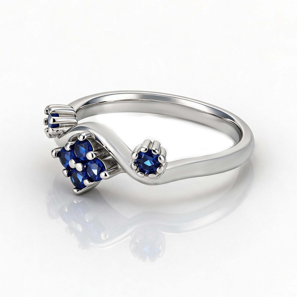 Royal Bloom 925 Sterling Silver Blue Crystal Ring