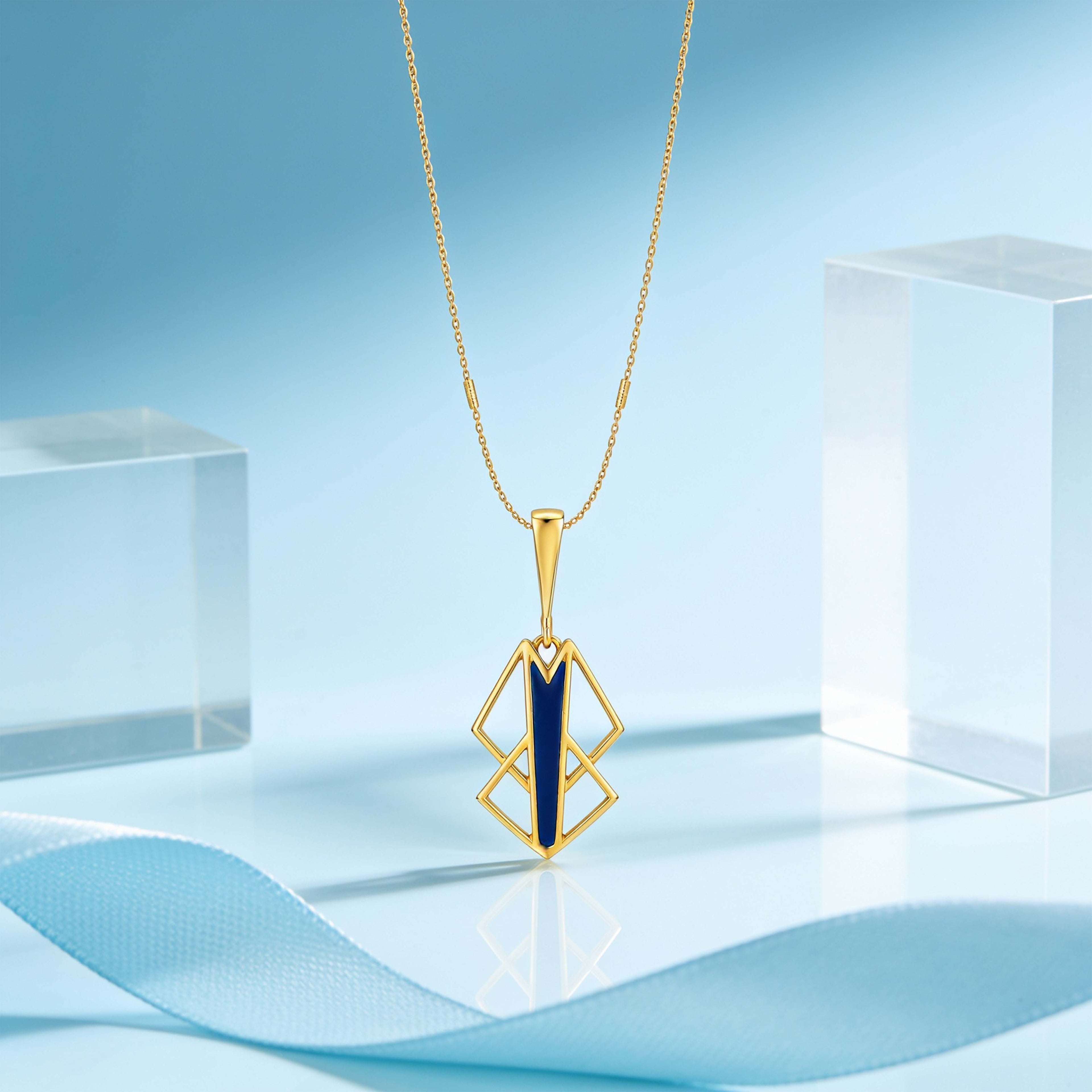 Royal Blue Geo 925 Sterling Silver Charm Pendant