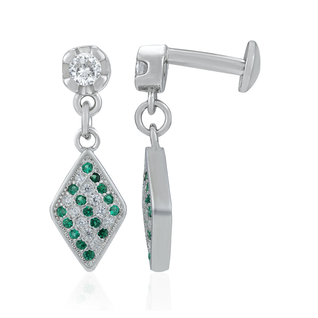 Royal Diamond-Cut Green Dangle 925 Sterling Earrings for Women