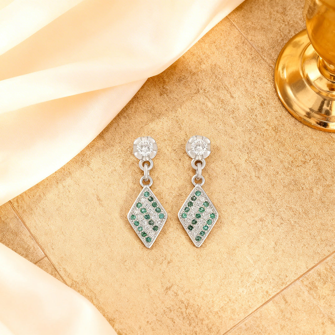 Royal Diamond-Cut Green Dangle 925 Sterling Earrings for Women